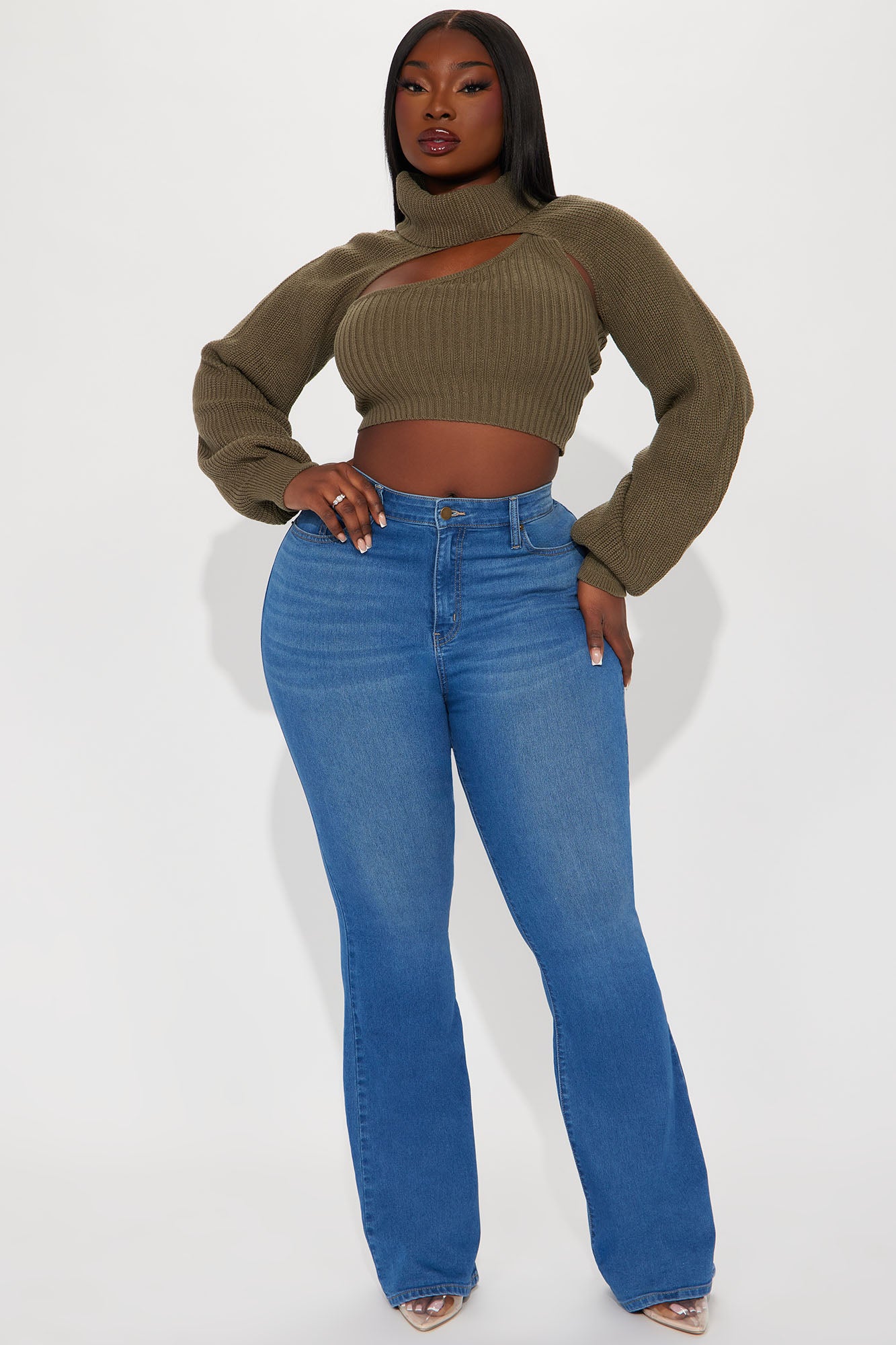Feel It Out Turtleneck Sweater Set - Olive - Image 5