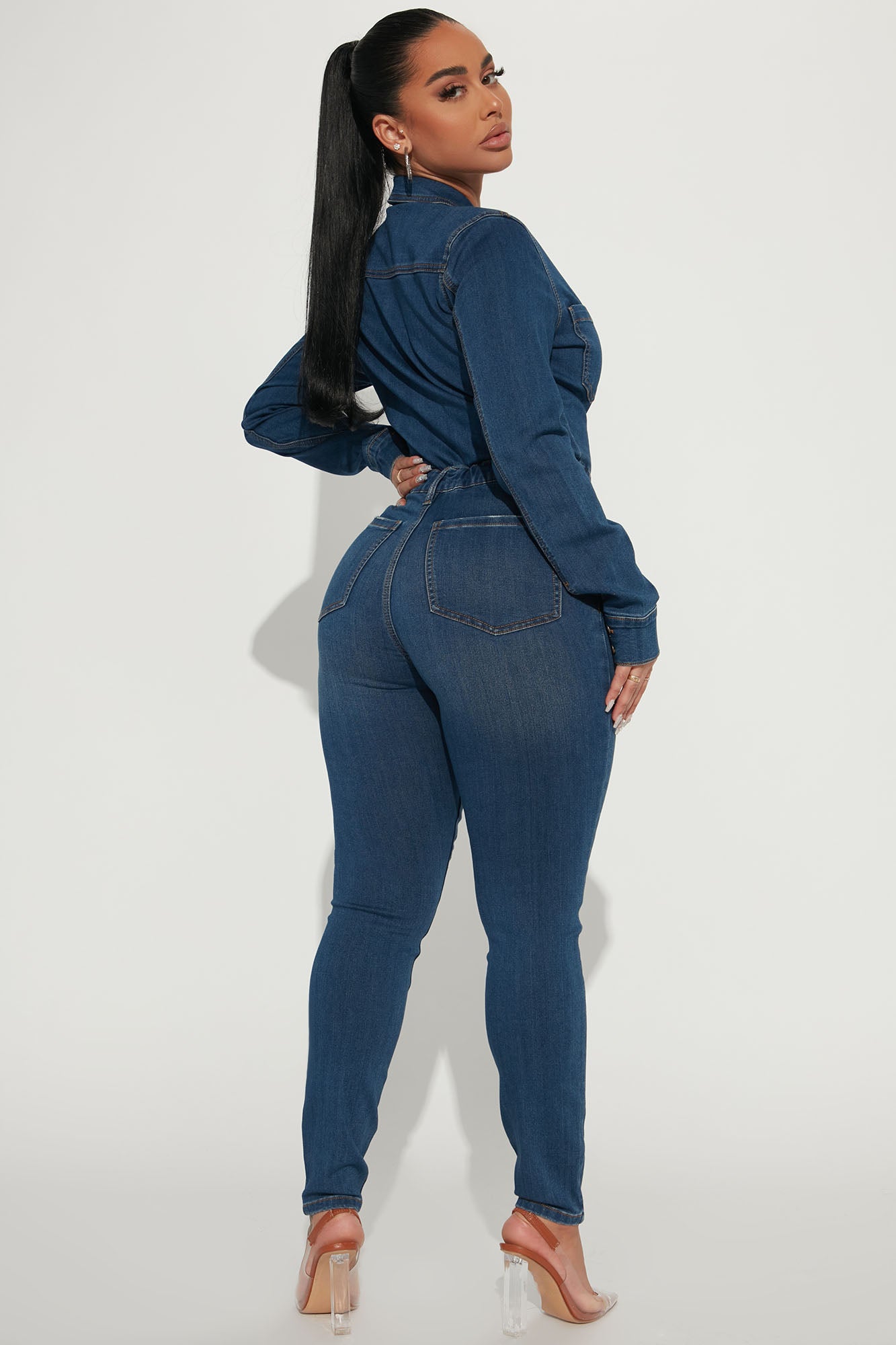 Don't Go Denim Jumpsuit - Dark Wash - Image 3