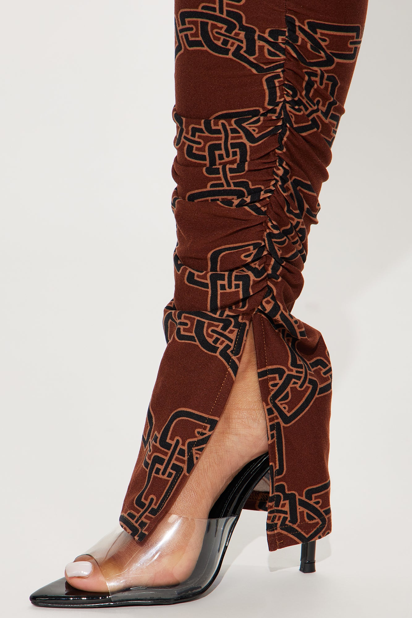 Bree Marie Chain Link Stacked Legging - Brown/combo - Image 3