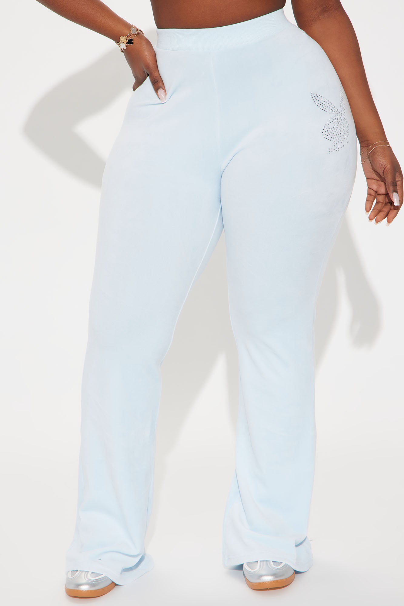 Playboy Snow Bunny Velour Flared Pant - Light Blue - Image 7