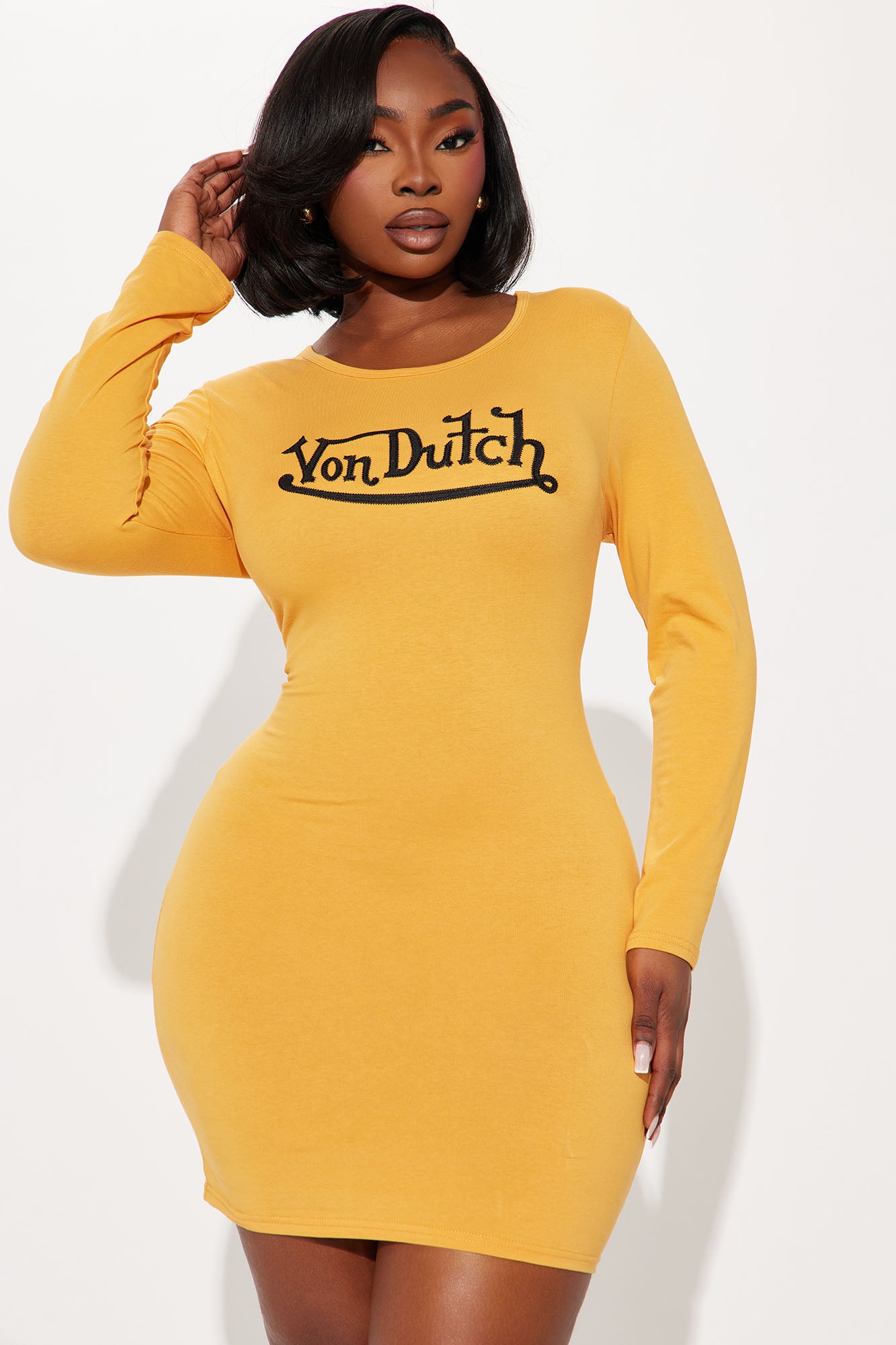 Von Dutch Embroidered Mini Dress - Orange - Image 5