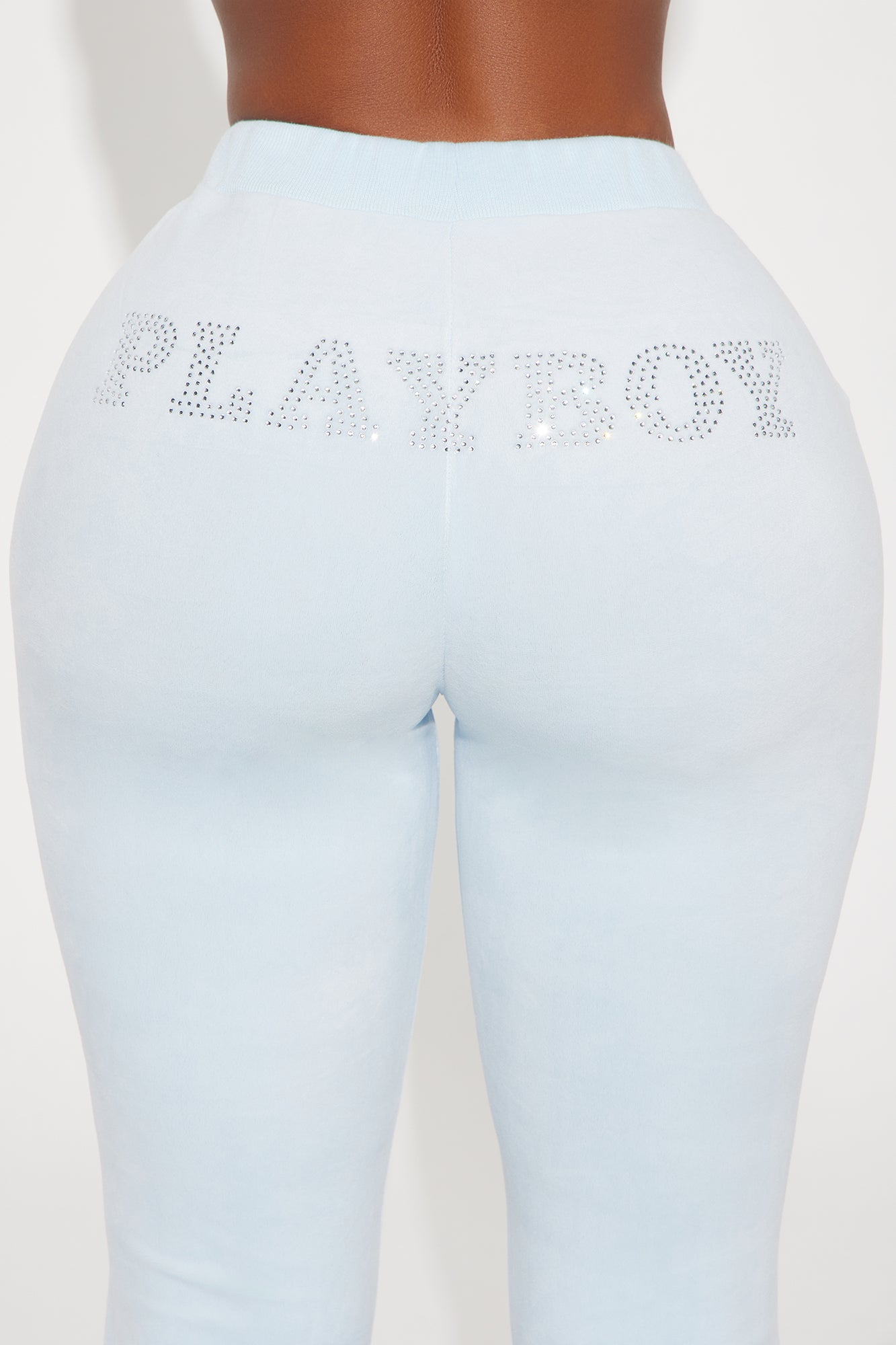 Playboy Snow Bunny Velour Flared Pant - Light Blue - Image 4