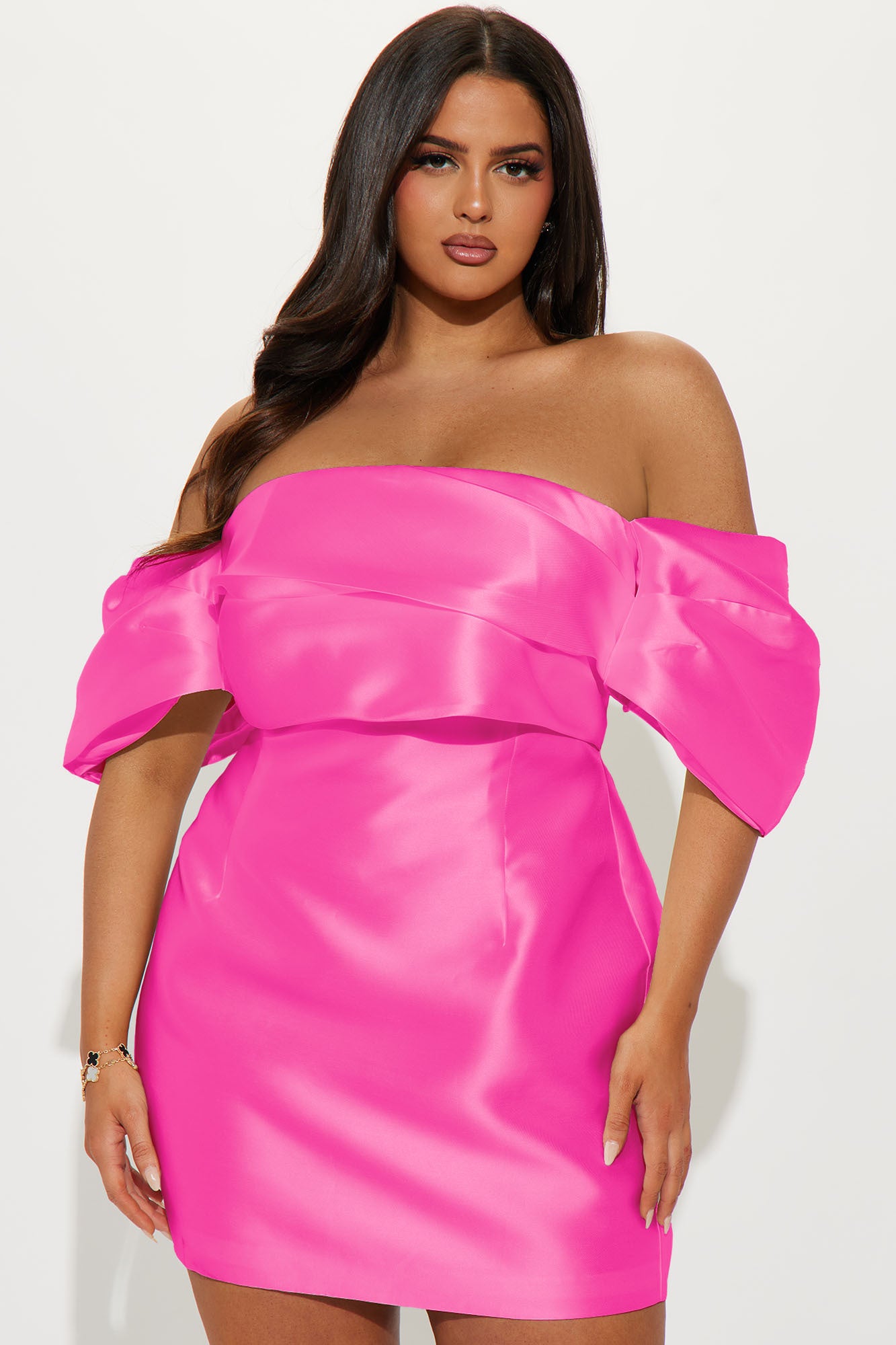 Allison Taffeta Mini Dress - Hot Pink - Image 5