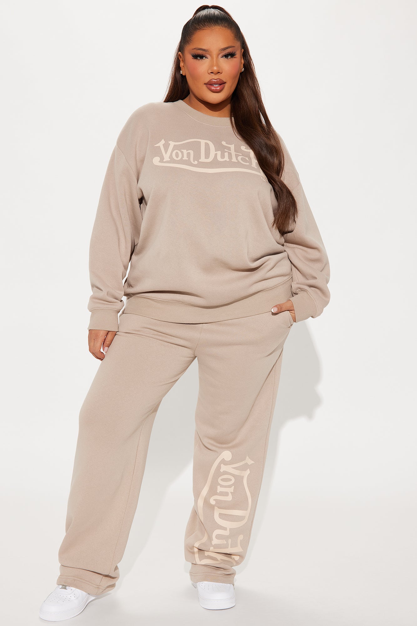 Von Dutch Distressed Crewneck Sweatshirt - Taupe - Image 7