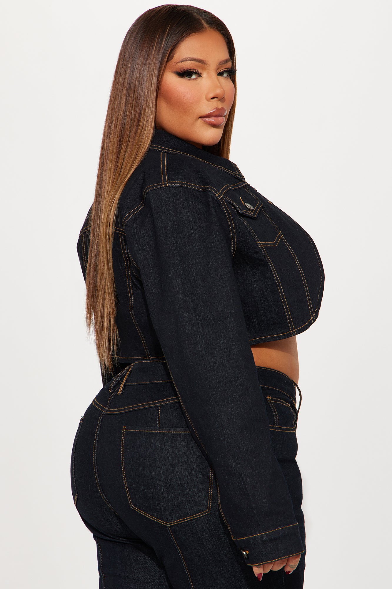 Pinegrove Cropped Denim Bolero Jacket - Dark Wash - Image 7