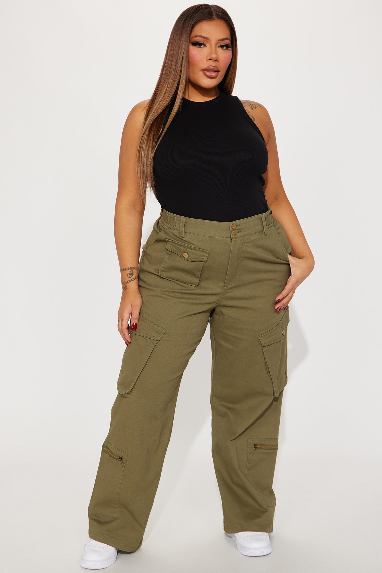 High Standards Wide Leg Cargo Pant - Olive - Image 4