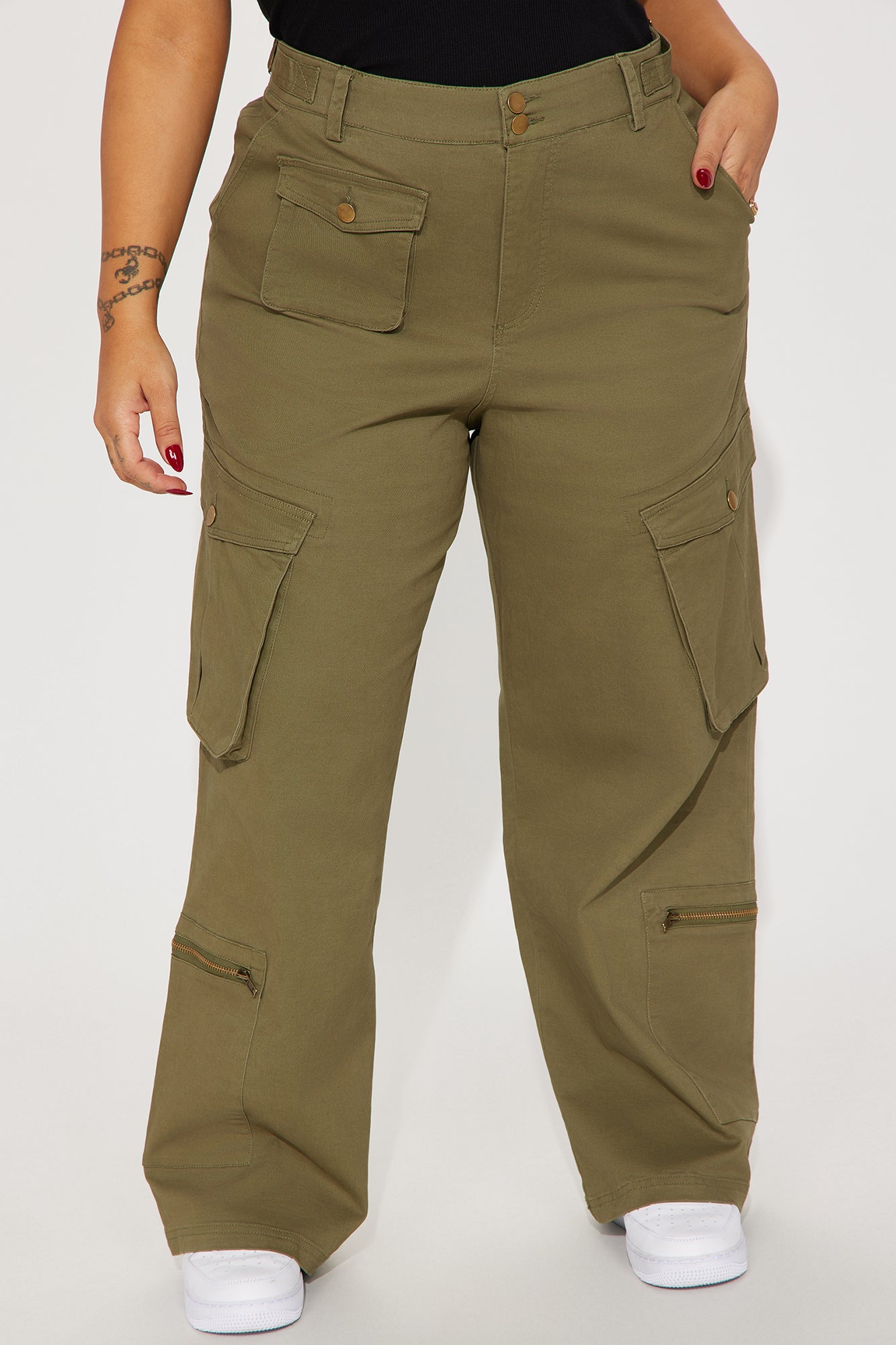 High Standards Wide Leg Cargo Pant - Olive - Image 5