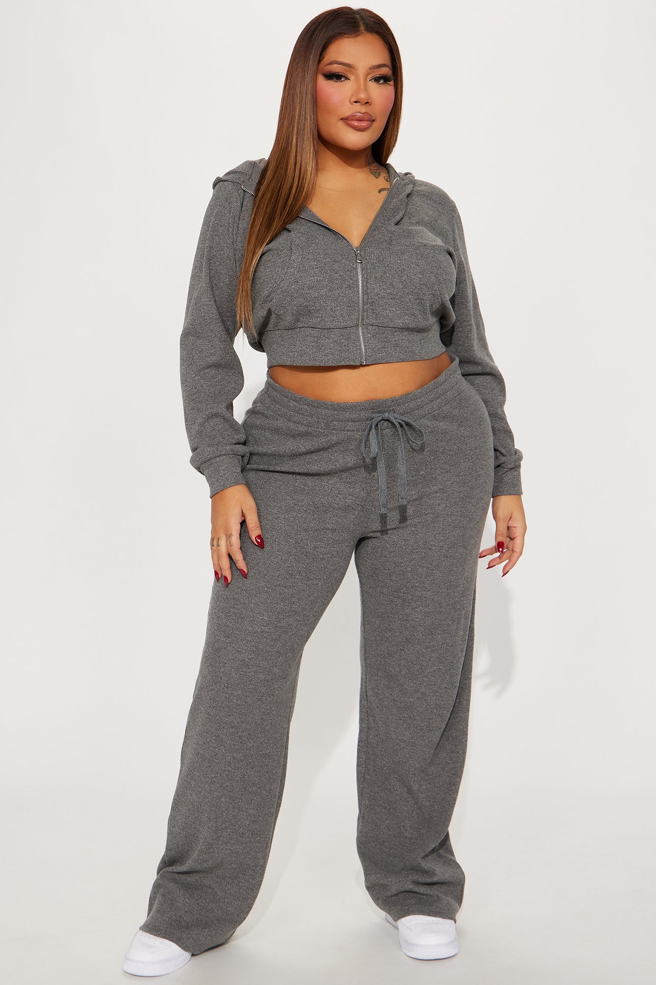 Thinking Of You Thermal Pant Set - Heather Grey - Image 4