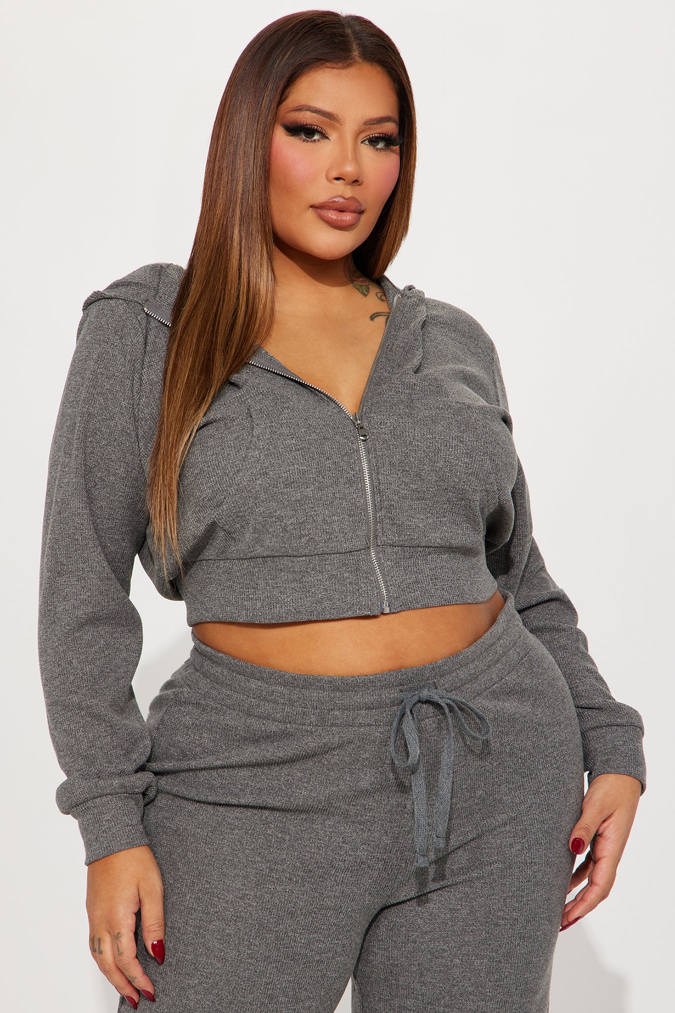 Thinking Of You Thermal Pant Set - Heather Grey - Image 5