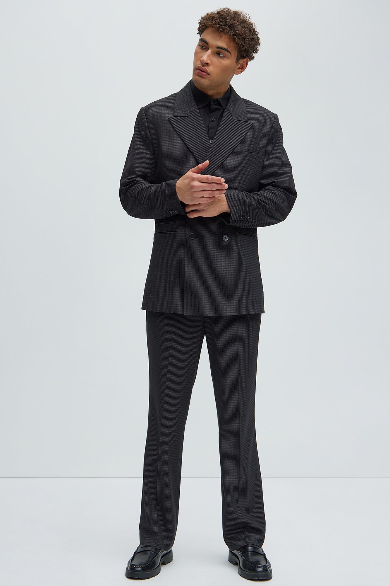 Henry Pinstripe Straight Trousers - Black - Image 3