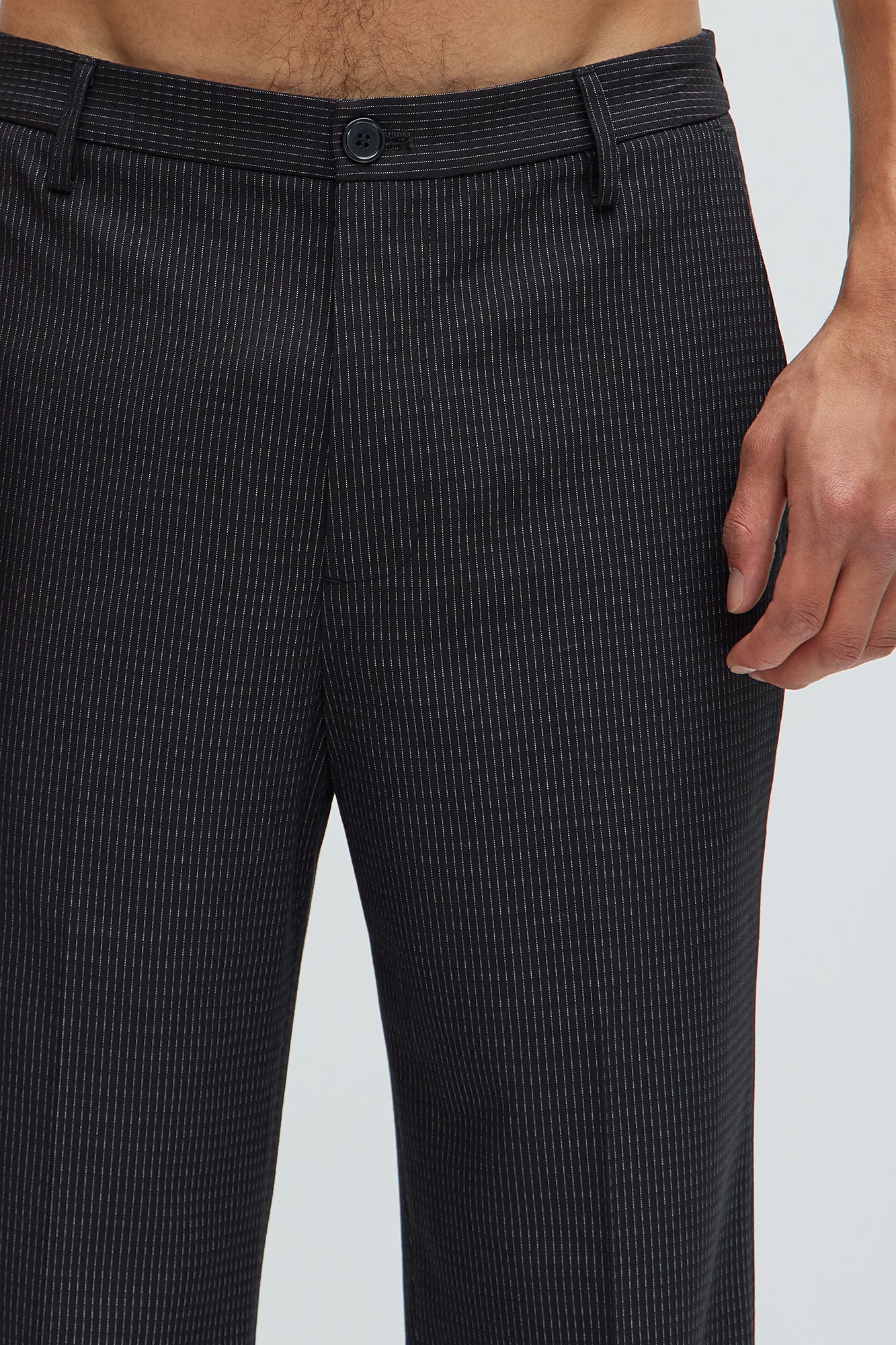 Henry Pinstripe Straight Trousers - Black - Image 4