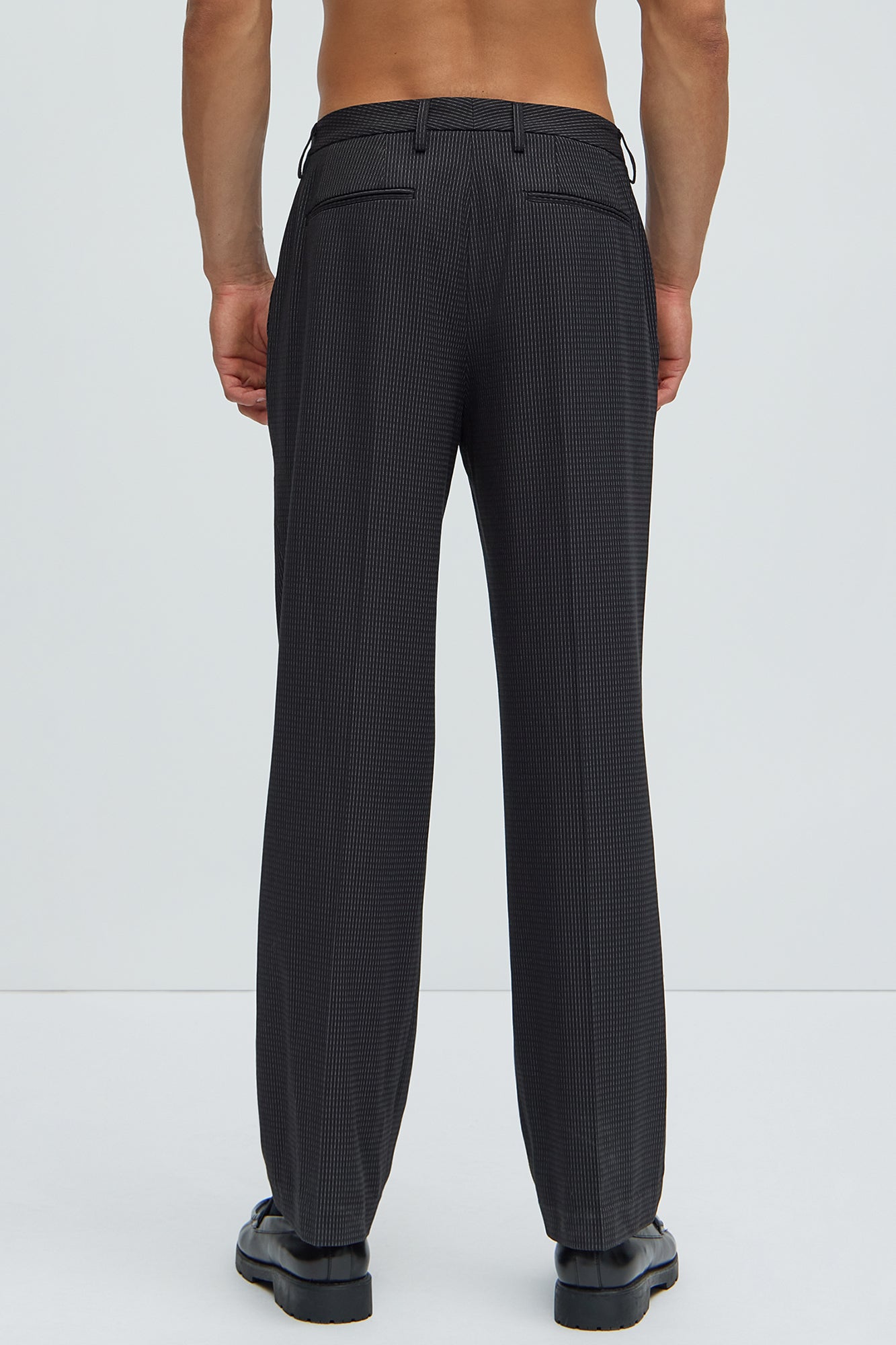 Henry Pinstripe Straight Trousers - Black - Image 5