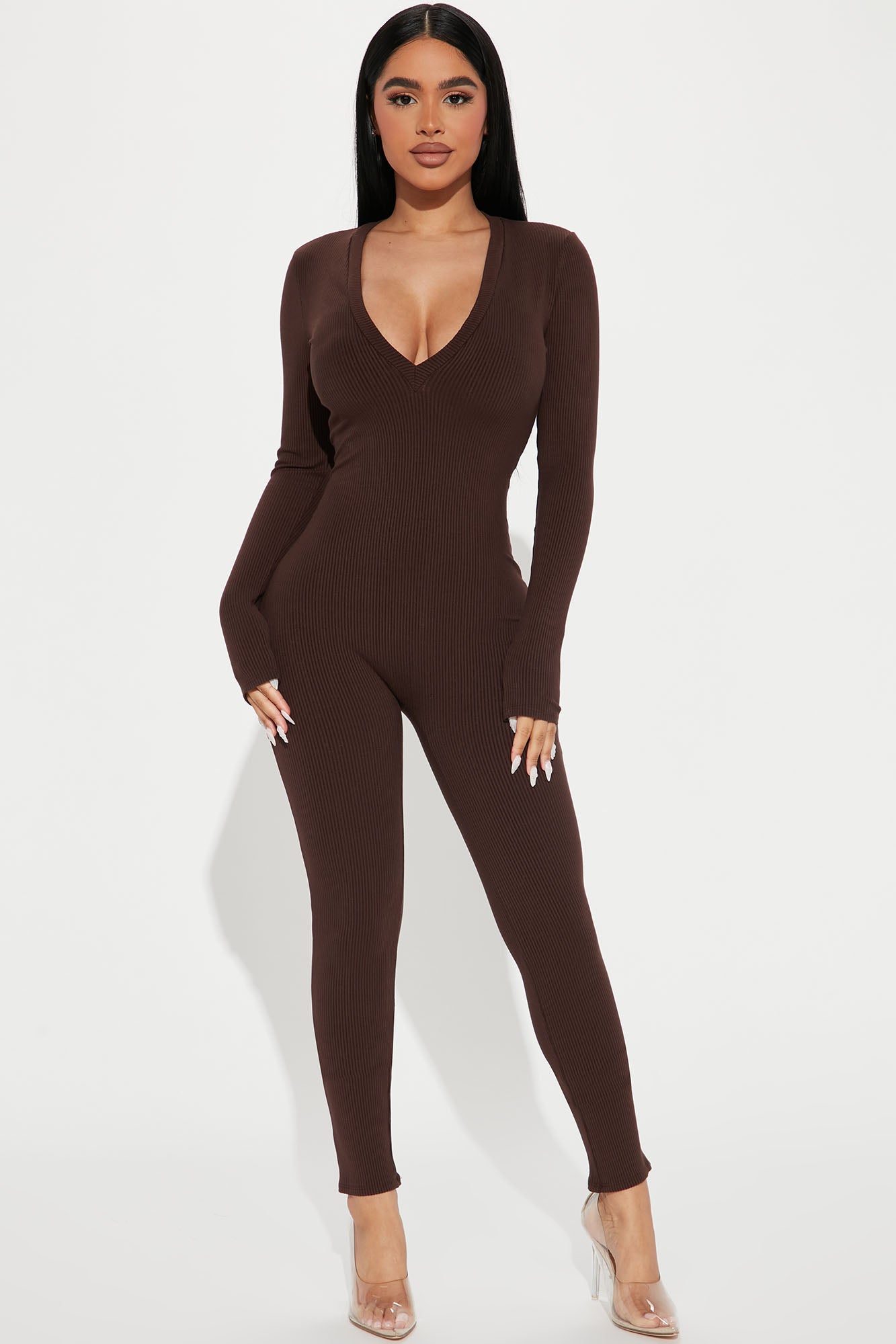 Raven Snatched Jumpsuit - Chocolate - Image 3