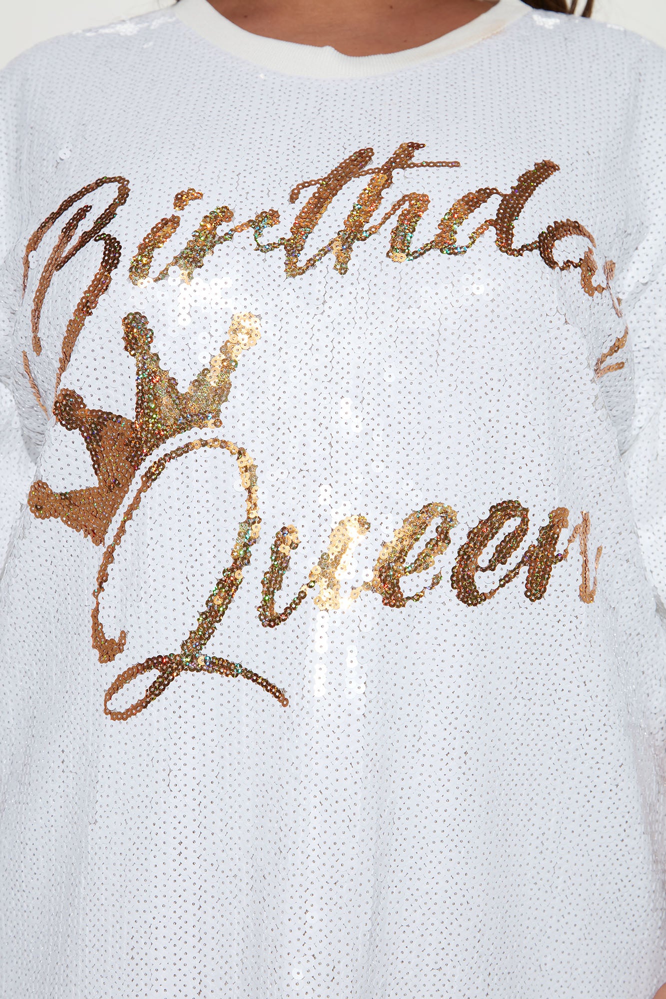 Birthday Queen Sequin Tunic - White - Image 7