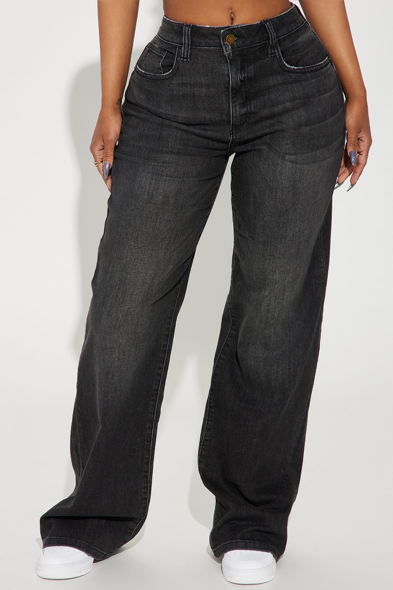 Bellissima Basic Stretch Straight Leg Jeans - Black Wash - Image 3