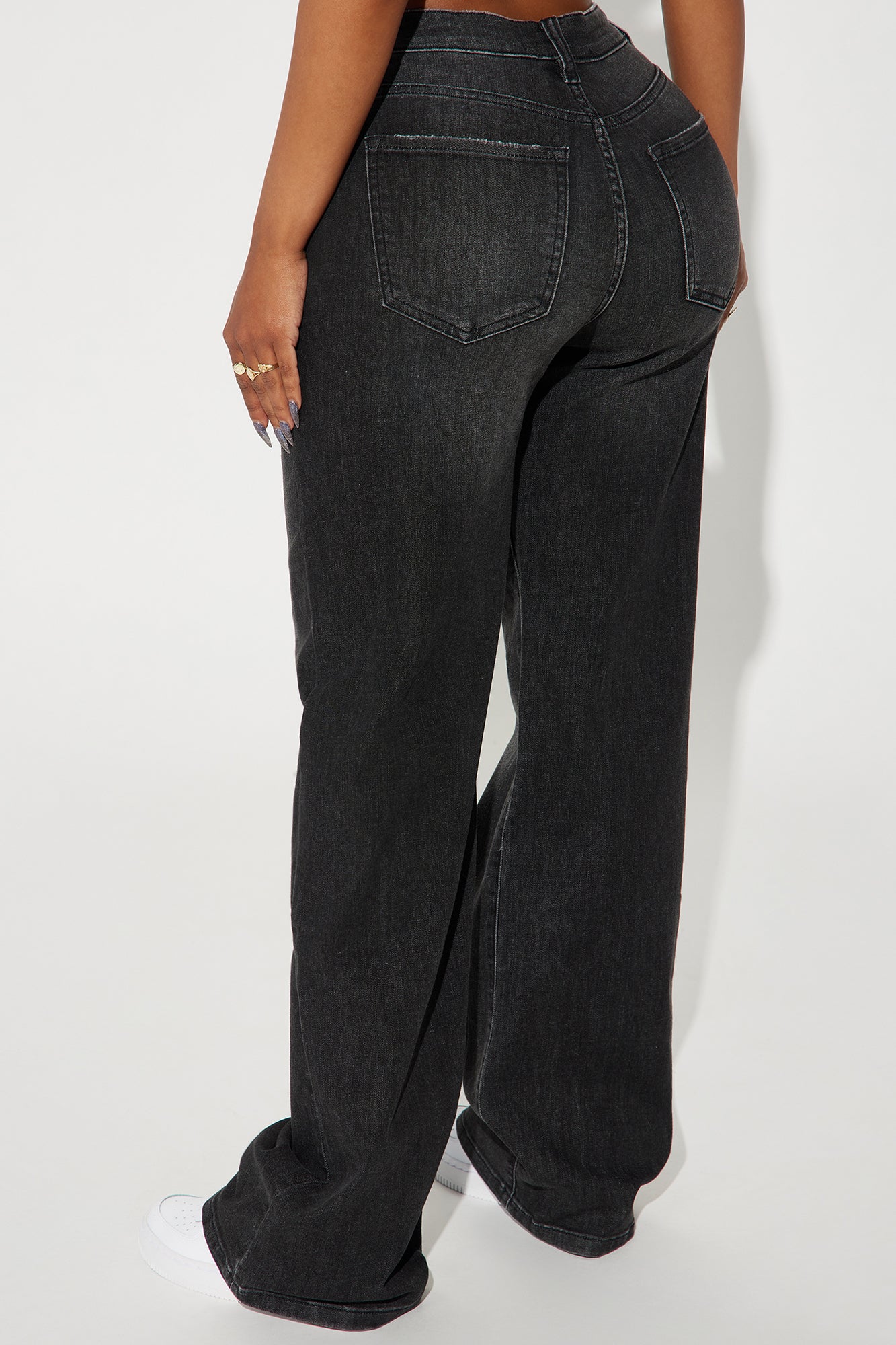 Bellissima Basic Stretch Straight Leg Jeans - Black Wash - Image 4