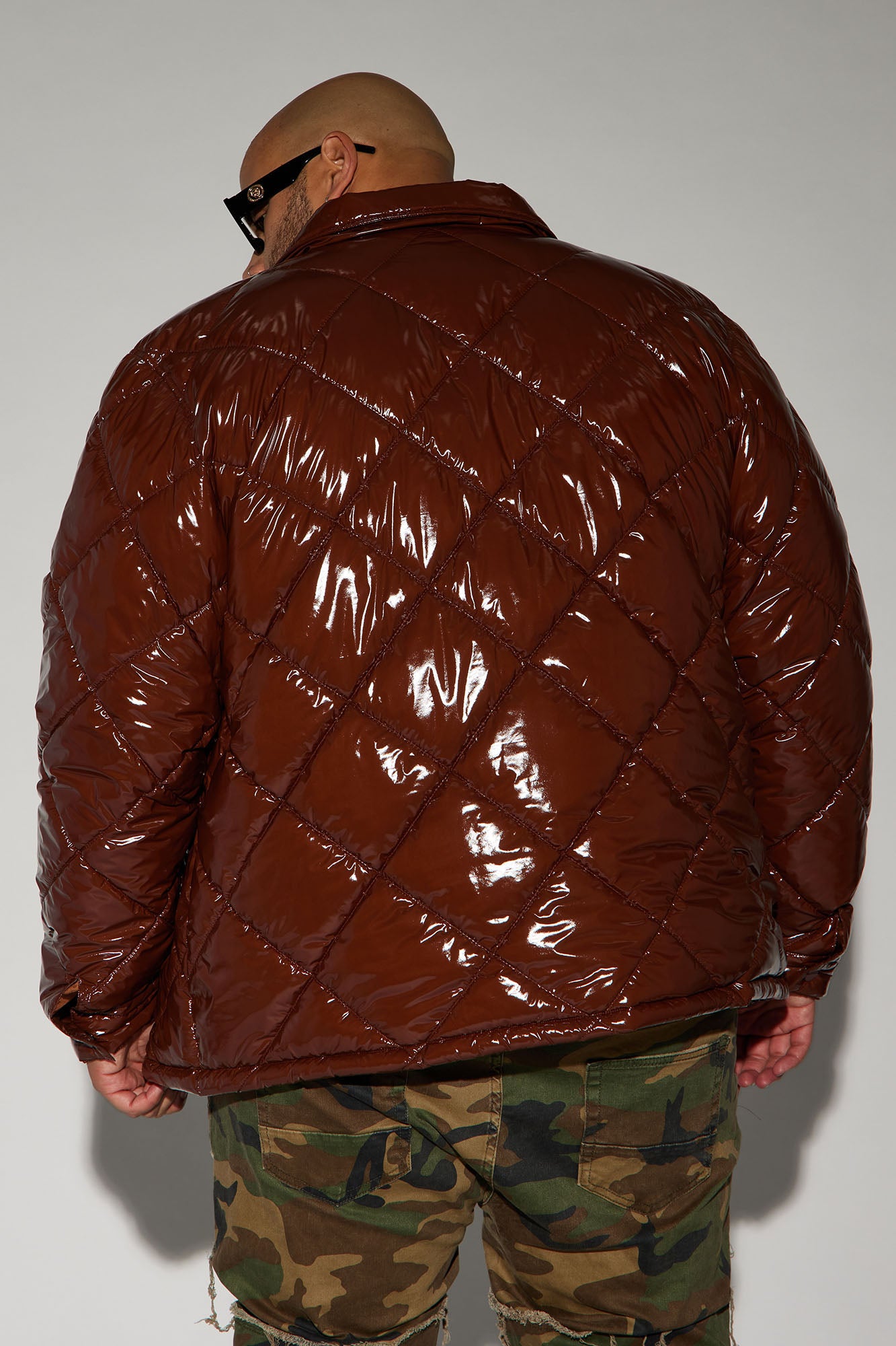 Your Diamond Quilted Puffer Jacket - Chocolate - Image 6