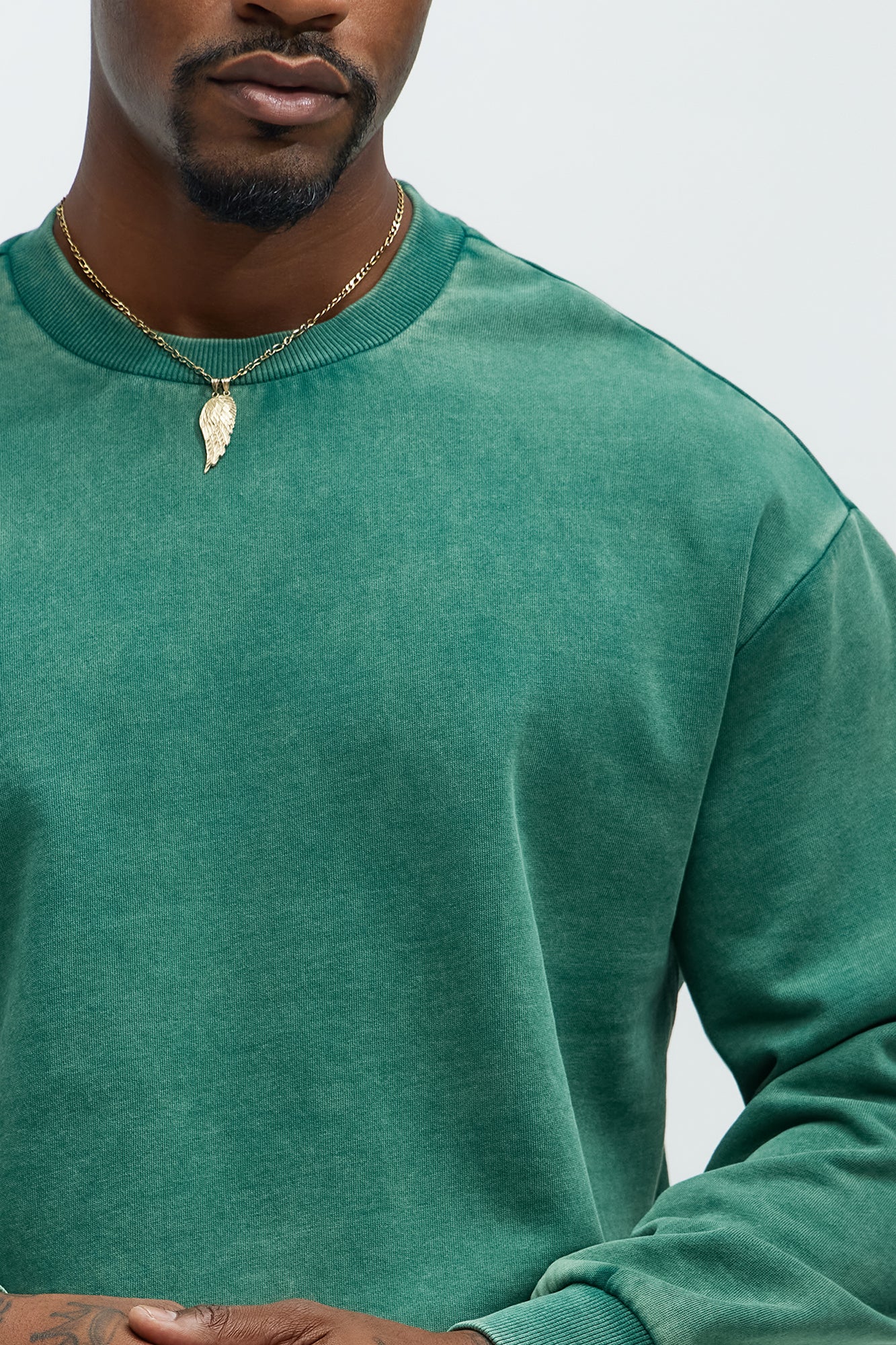 Tyson Heavy Wash Crewneck Sweatshirt - Green - Image 3