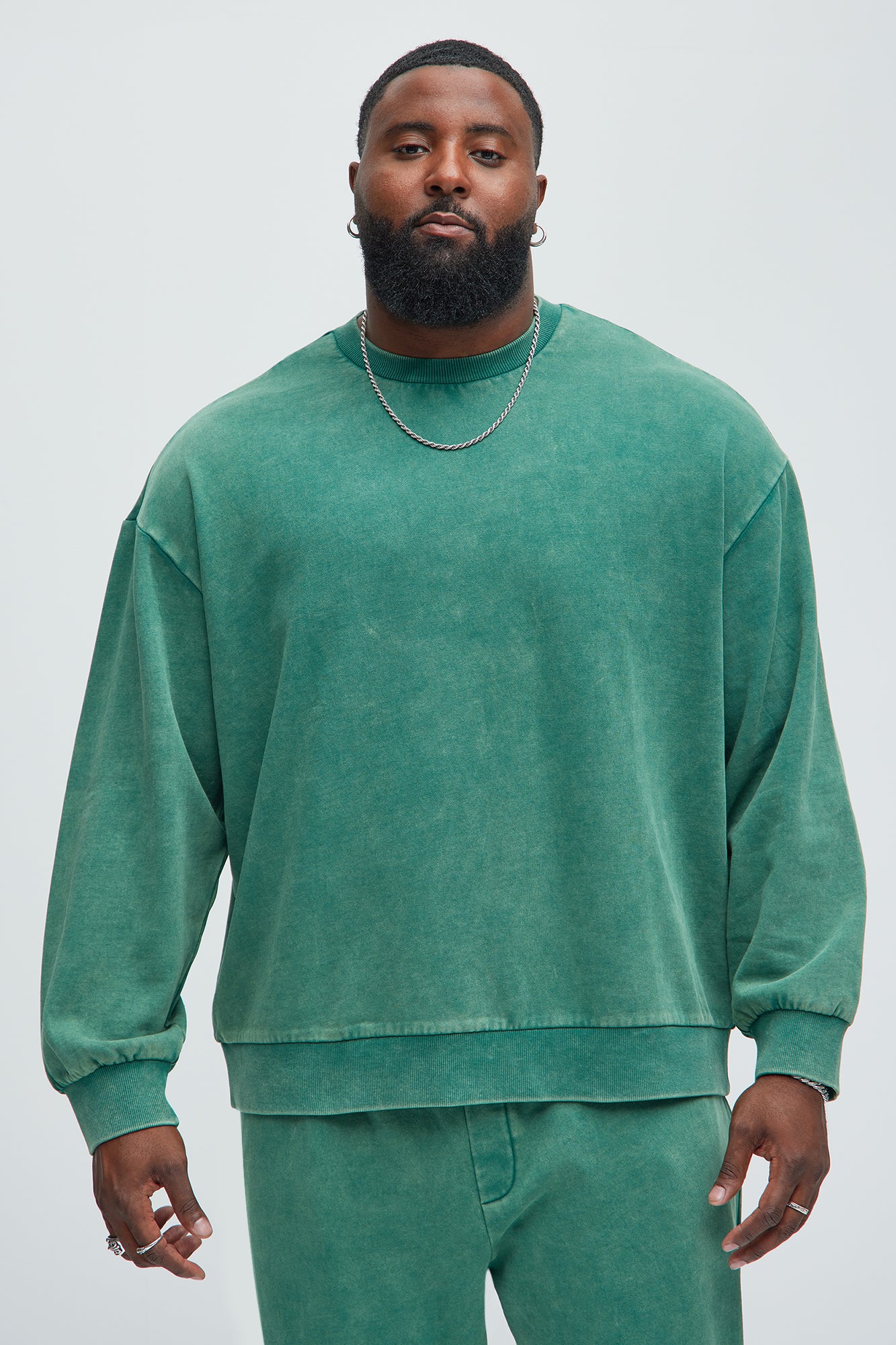 Tyson Heavy Wash Crewneck Sweatshirt - Green - Image 5