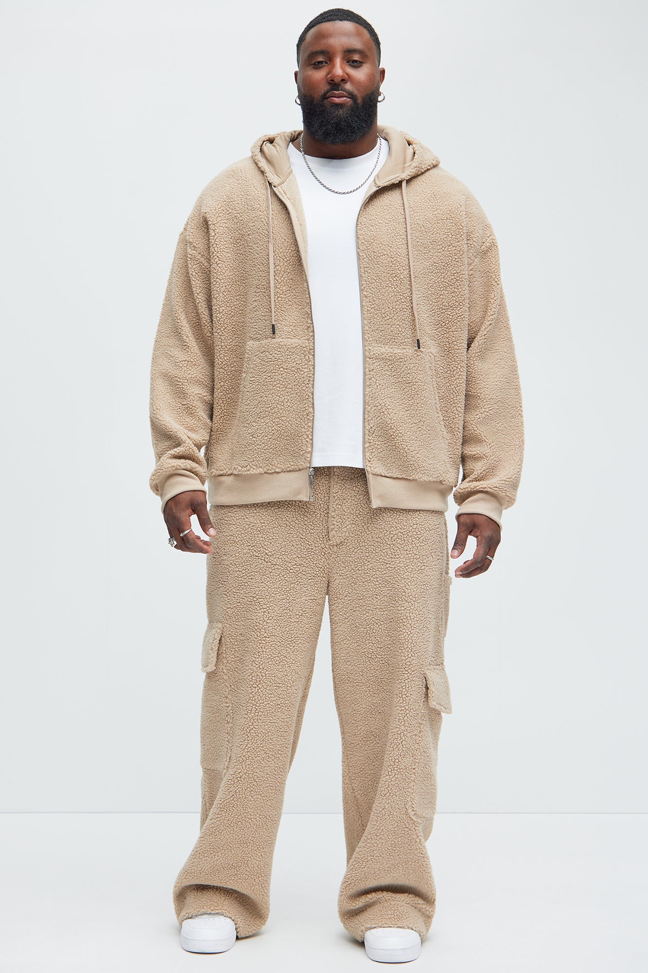 Axel Polar Fleece Baggy Cargo Pants - Tan - Image 8