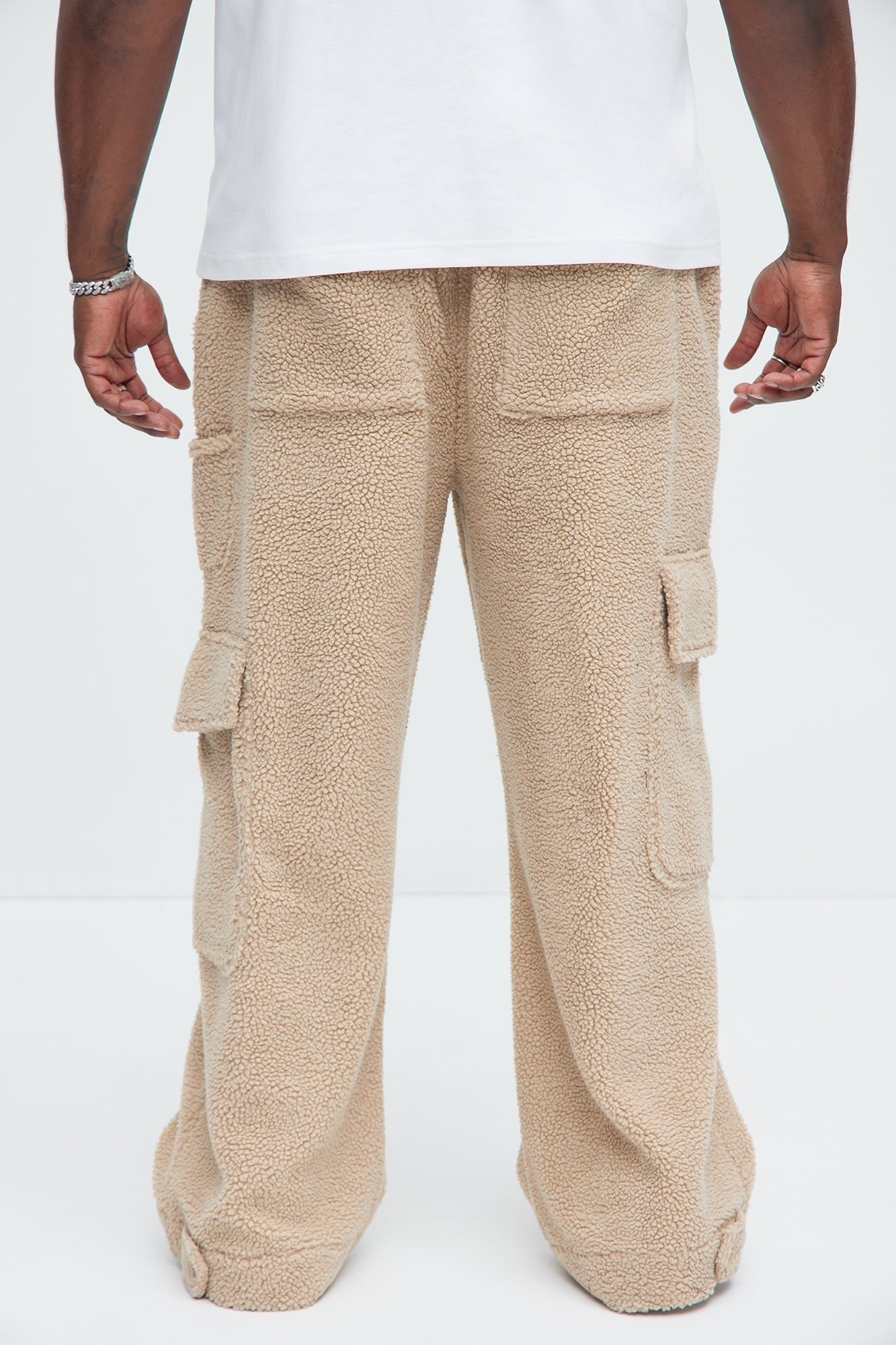 Axel Polar Fleece Baggy Cargo Pants - Tan - Image 11