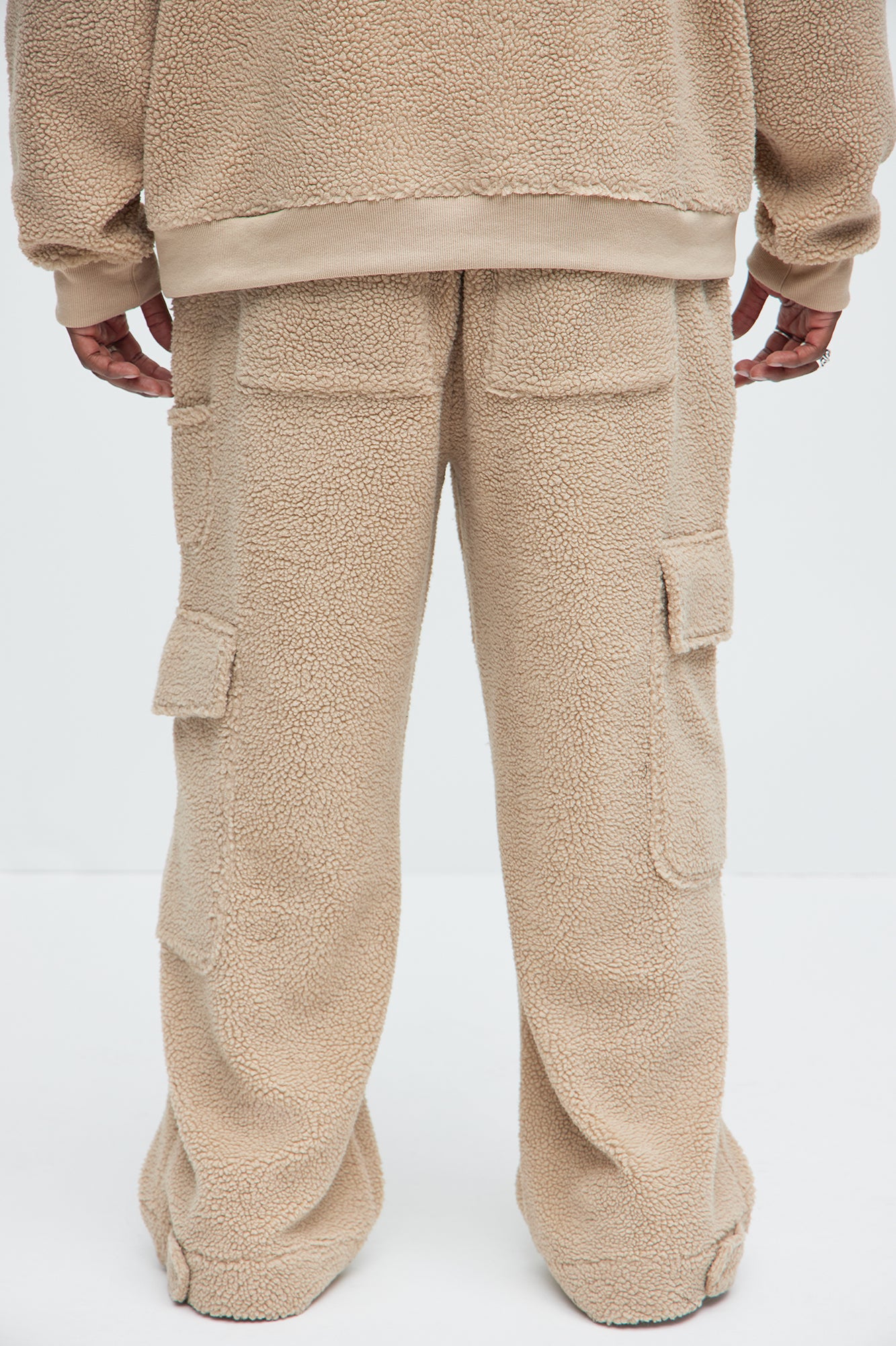 Axel Polar Fleece Baggy Cargo Pants - Tan - Image 12