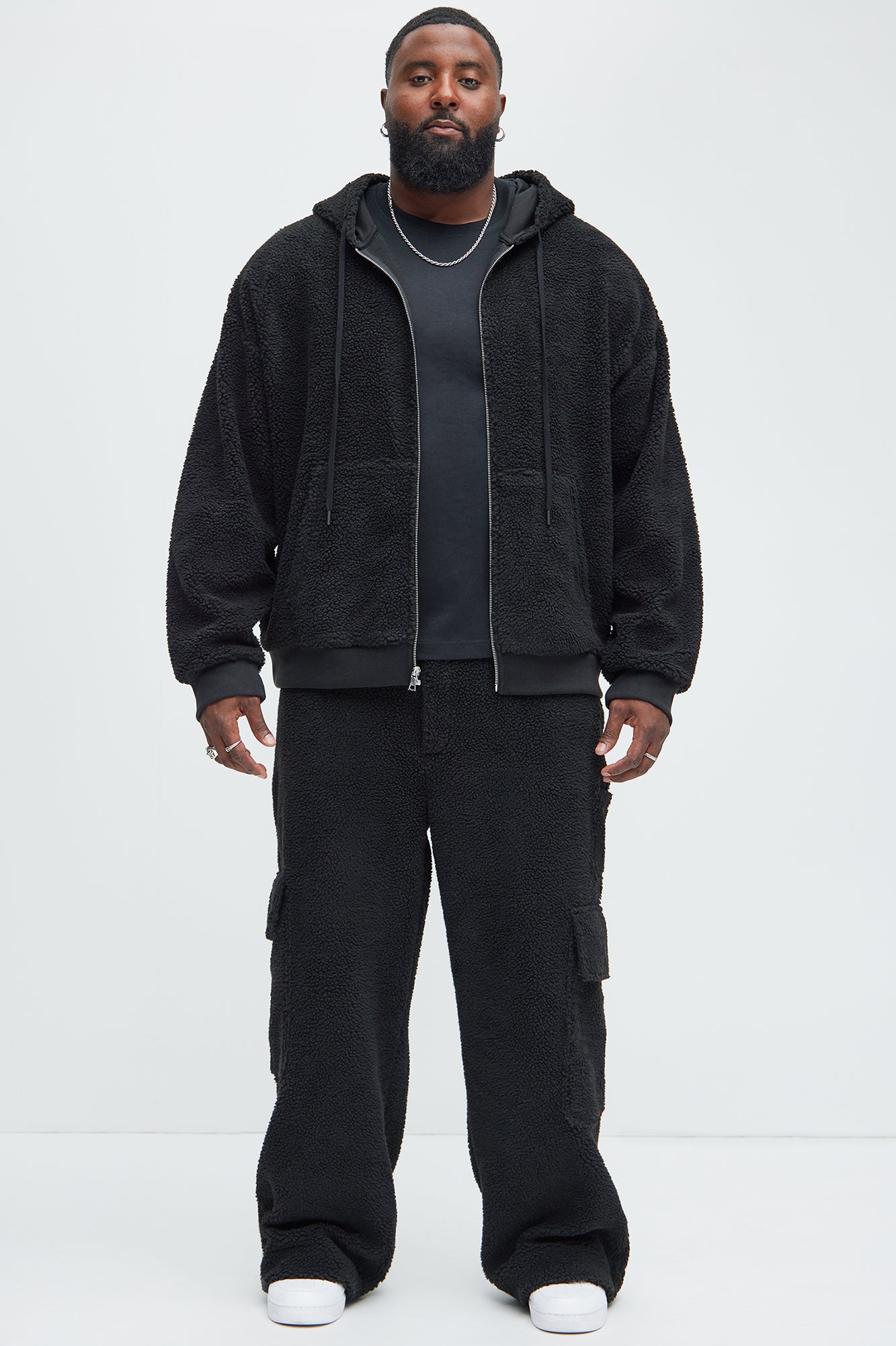 Axel Polar Fleece Baggy Cargo Pants - Black - Image 7