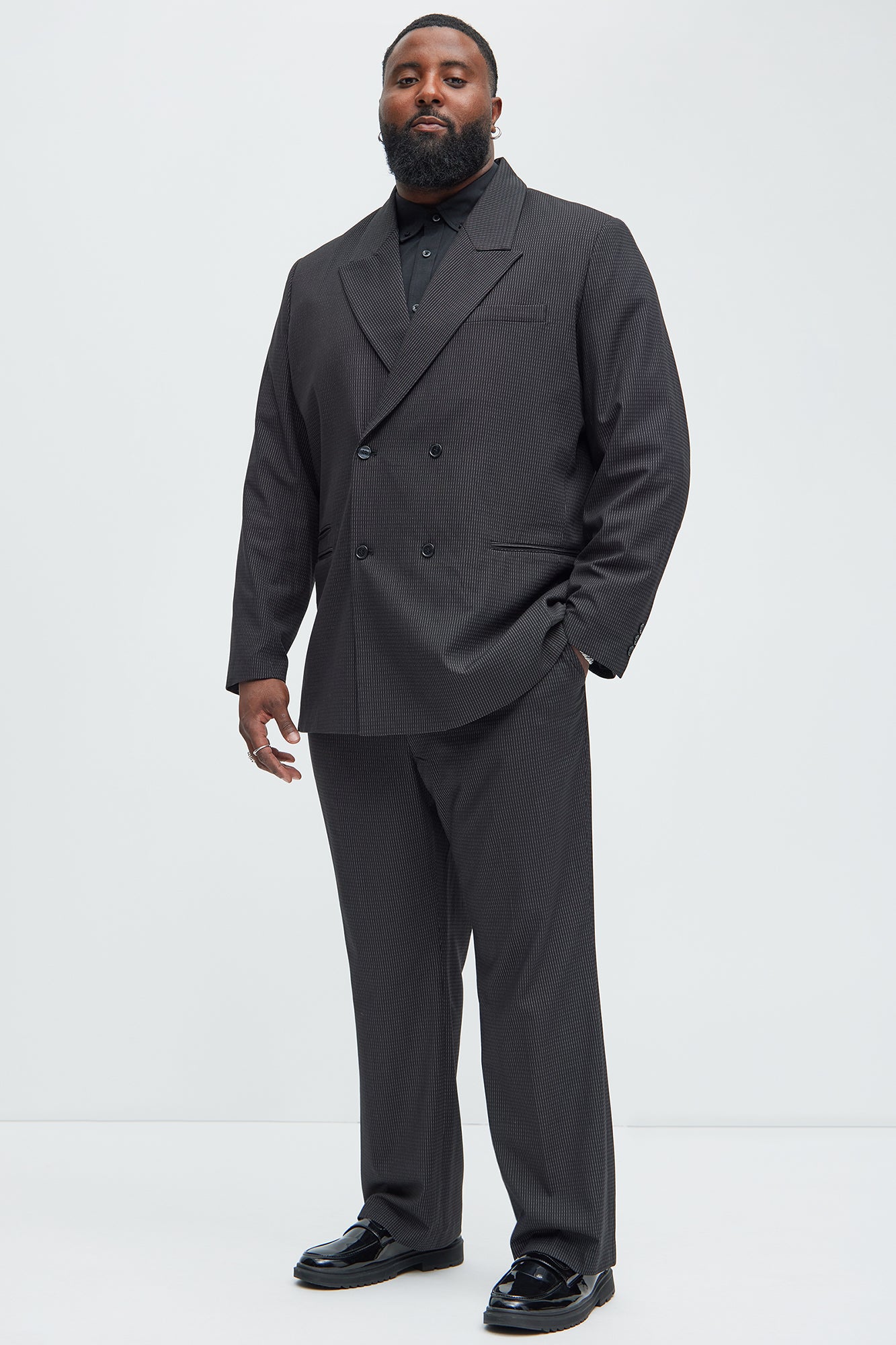 Henry Pinstripe Straight Trousers - Black - Image 7