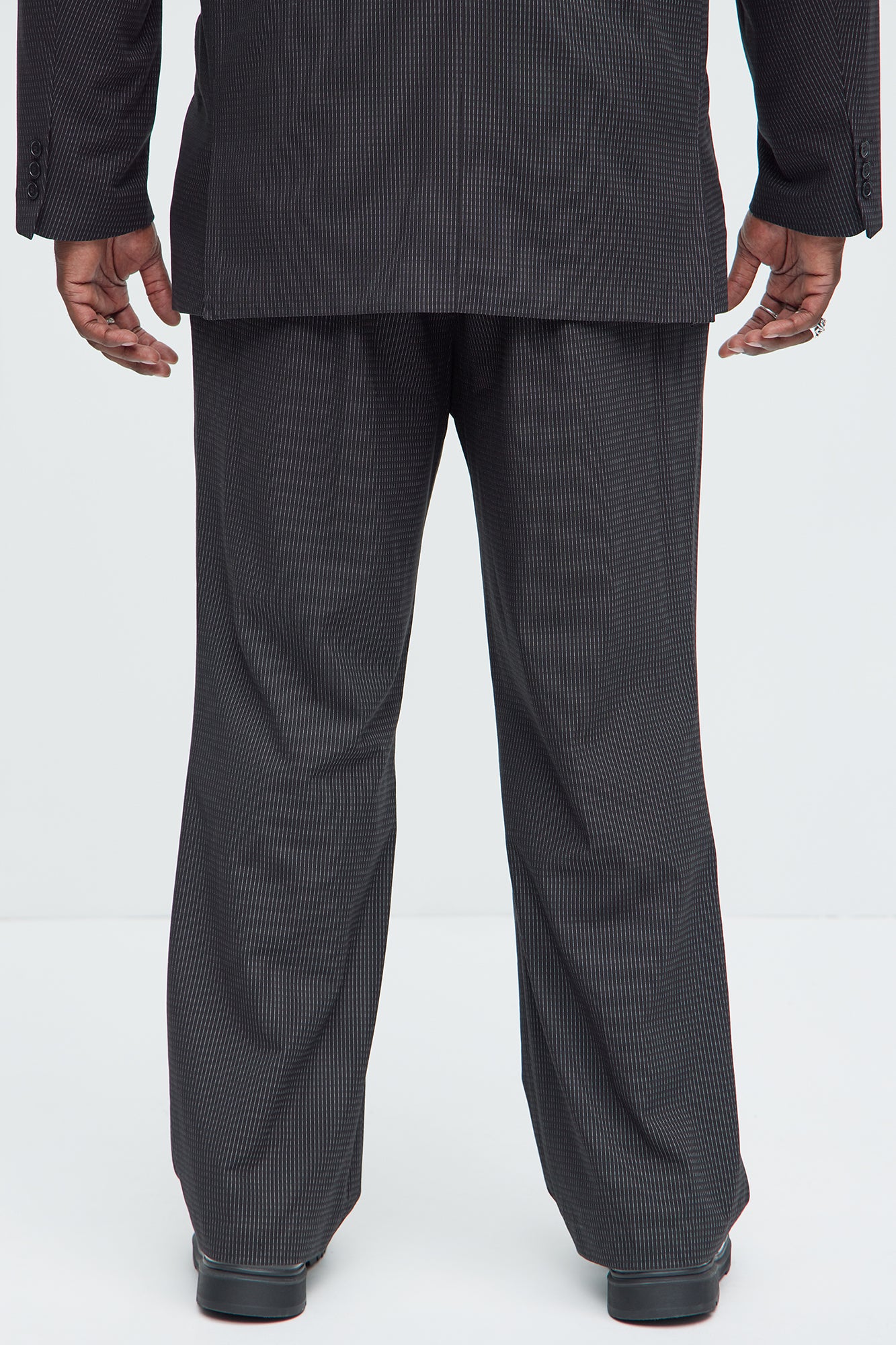 Henry Pinstripe Straight Trousers - Black - Image 8