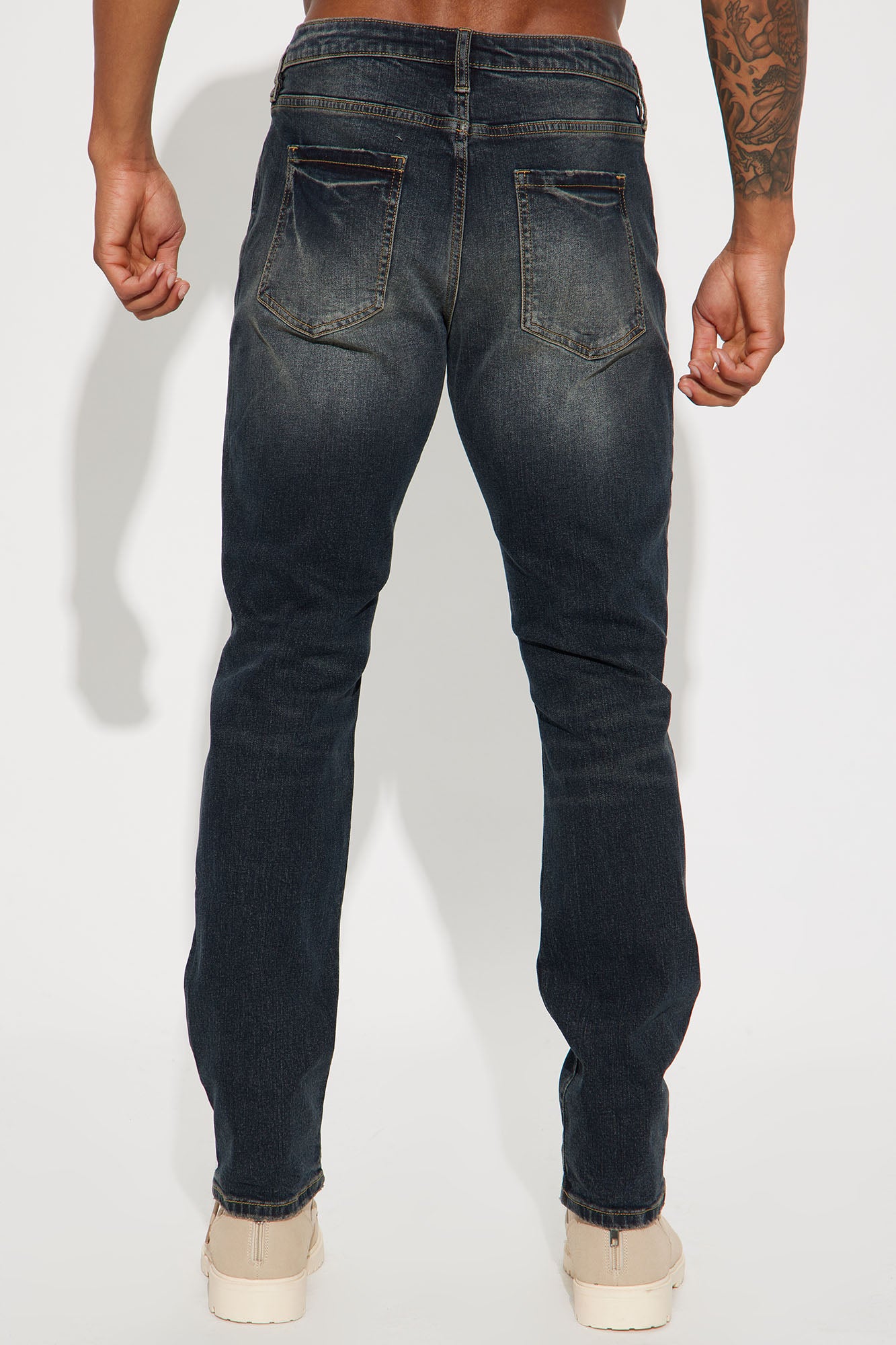 Day To Day Distressed Slim Jeans - Dark Wash - Image 5