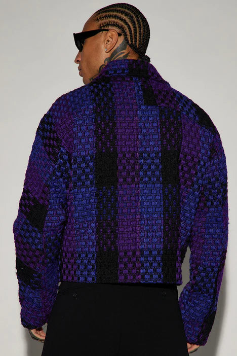 Beverly Tweed Cropped Chore Jacket - Purple/combo - Image 3