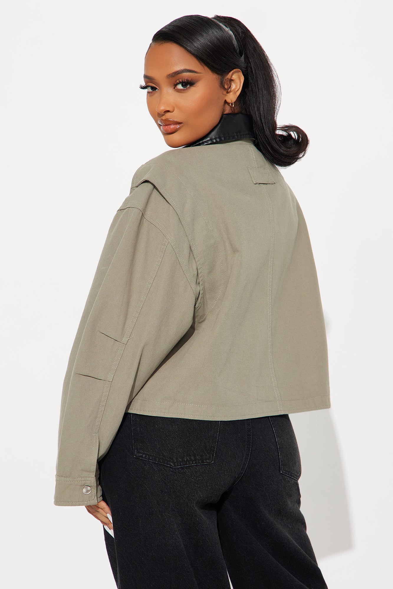 Roar Rider Oversized Trucker Jacket - Olive - Image 4