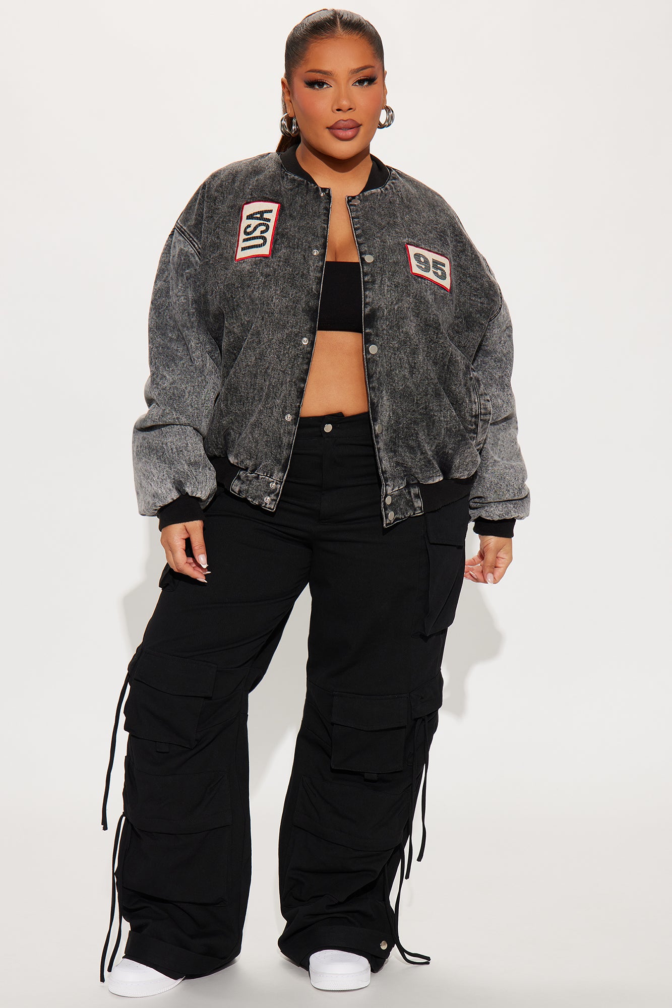 Made In Brooklyn Washed Bomber Jacket - Black Wash - Image 6