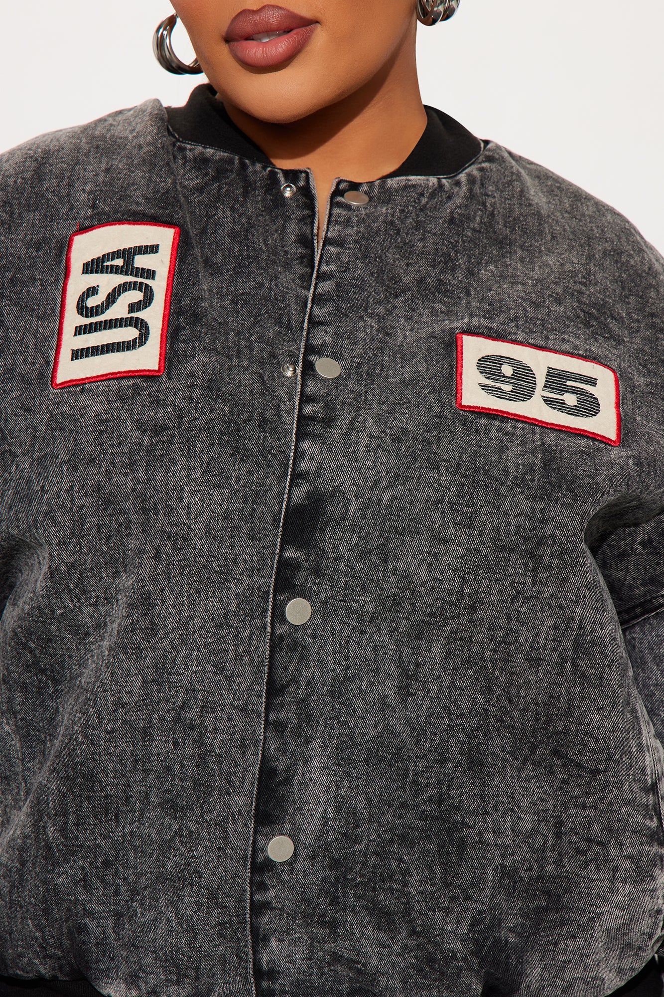 Made In Brooklyn Washed Bomber Jacket - Black Wash - Image 8