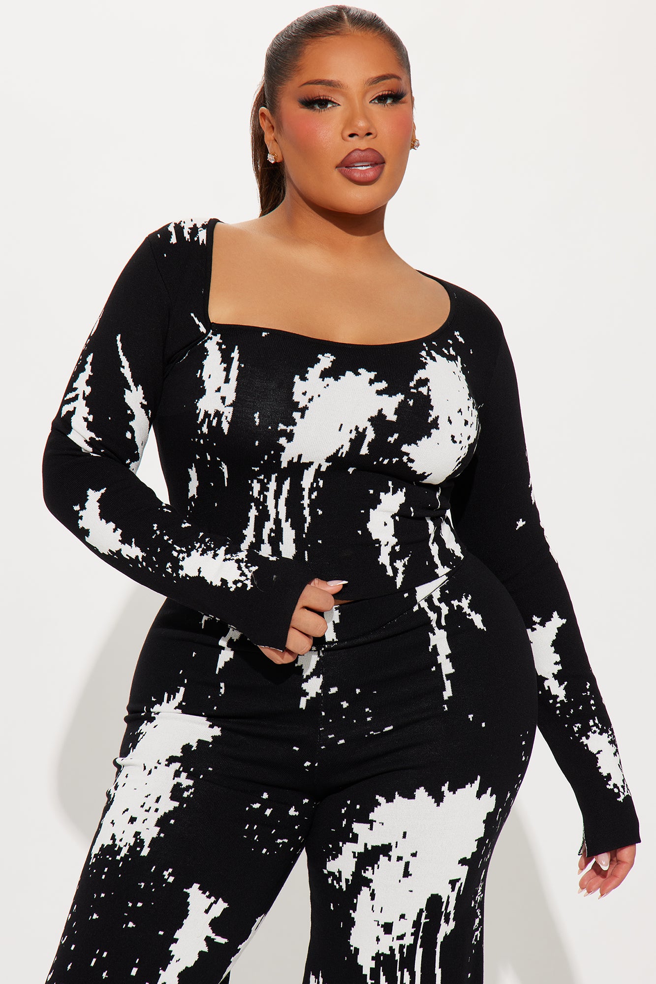 Zae Sweater Wide Leg Pant Set - Black/combo - Image 5