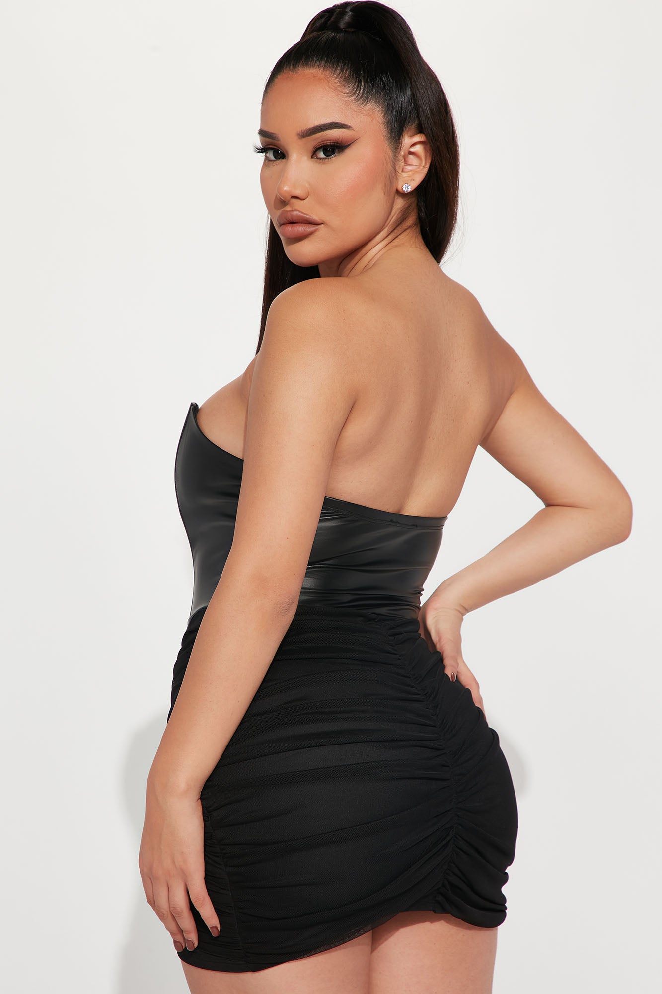 Mila Corset Mini Dress - Black - Image 3