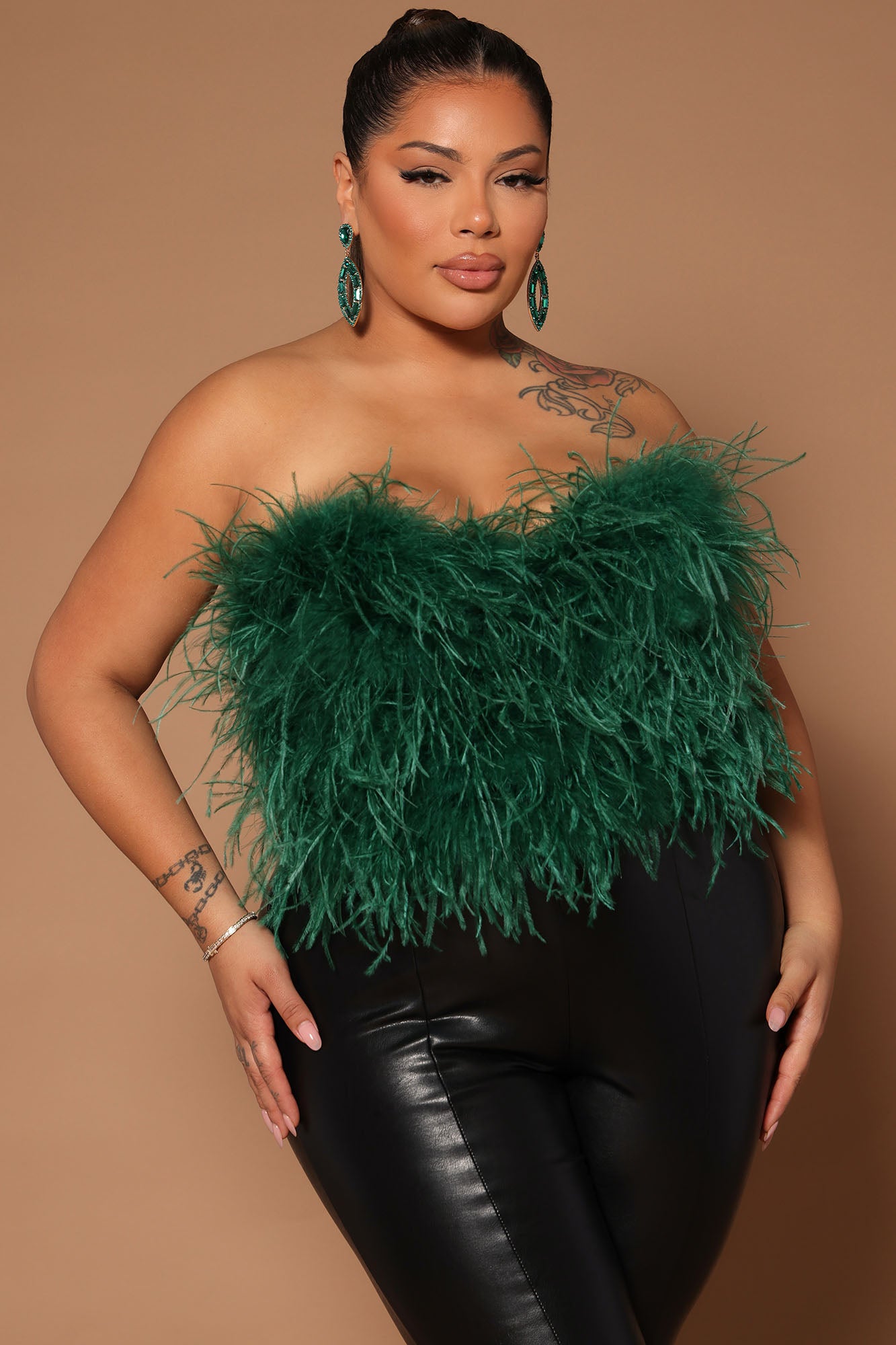 Asalia Feathered Top - Emerald - Image 5