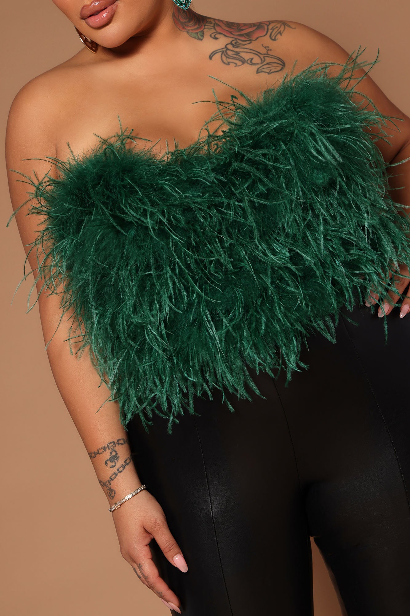 Asalia Feathered Top - Emerald - Image 7