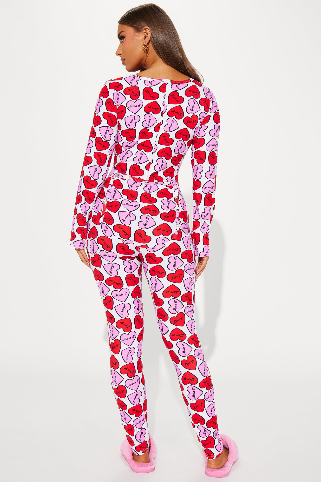 Sweet Hearts PJ Jumpsuit Onesie - Hot Pink/combo - Image 3