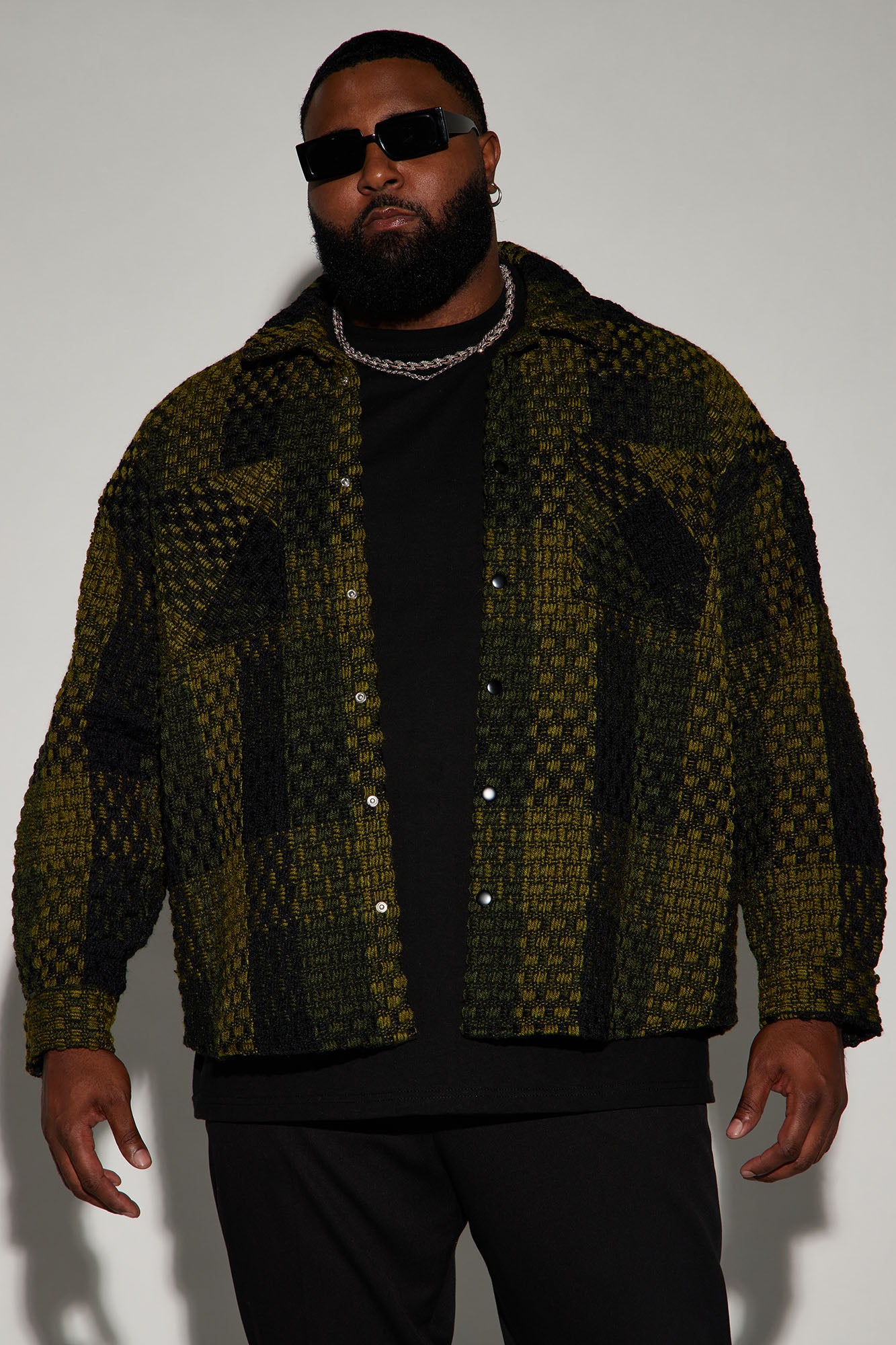 Beverly Tweed Shacket - Green/combo - Image 4