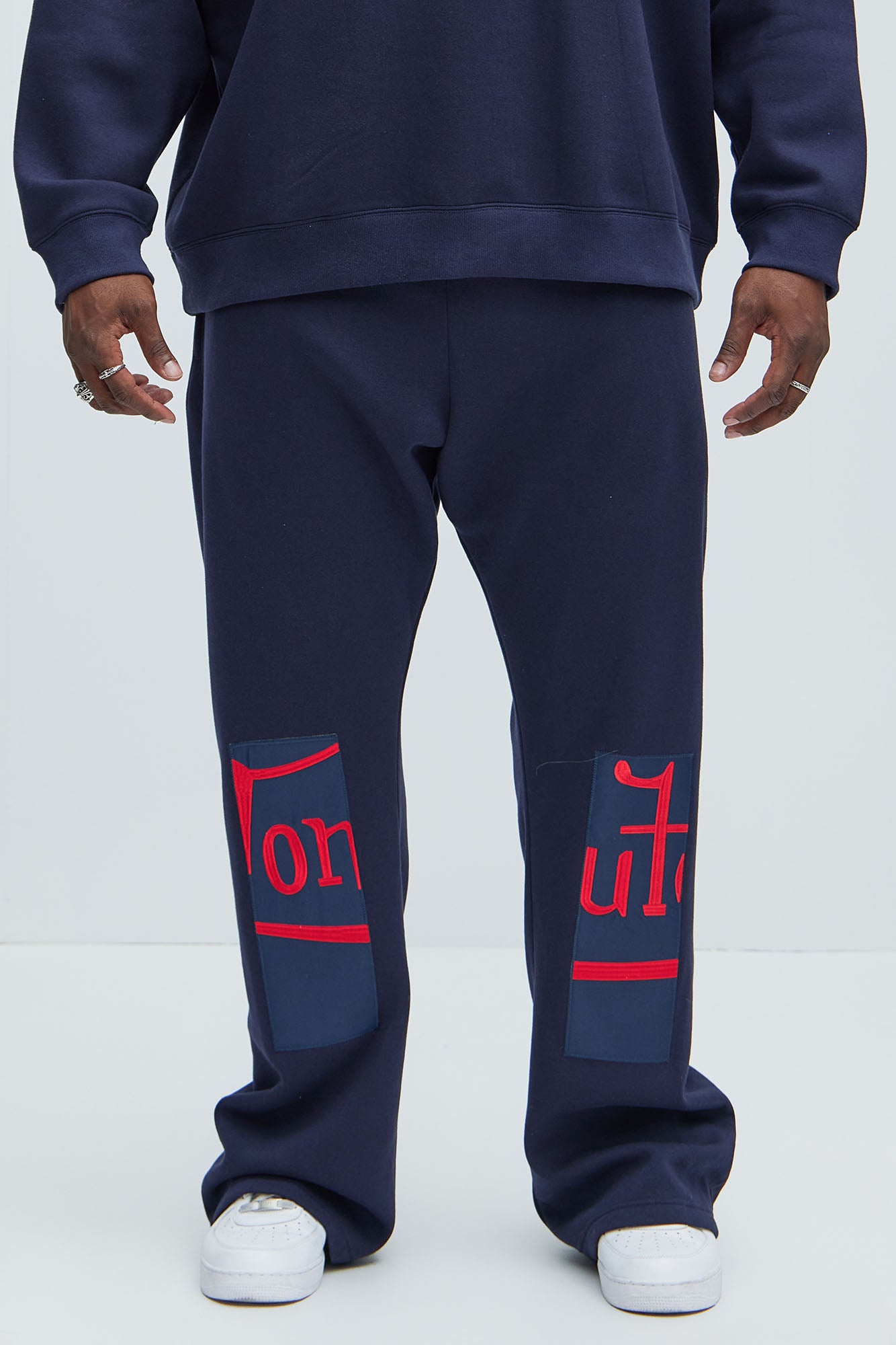 Von Dutch Split Flared Sweatpants - Navy - Image 7