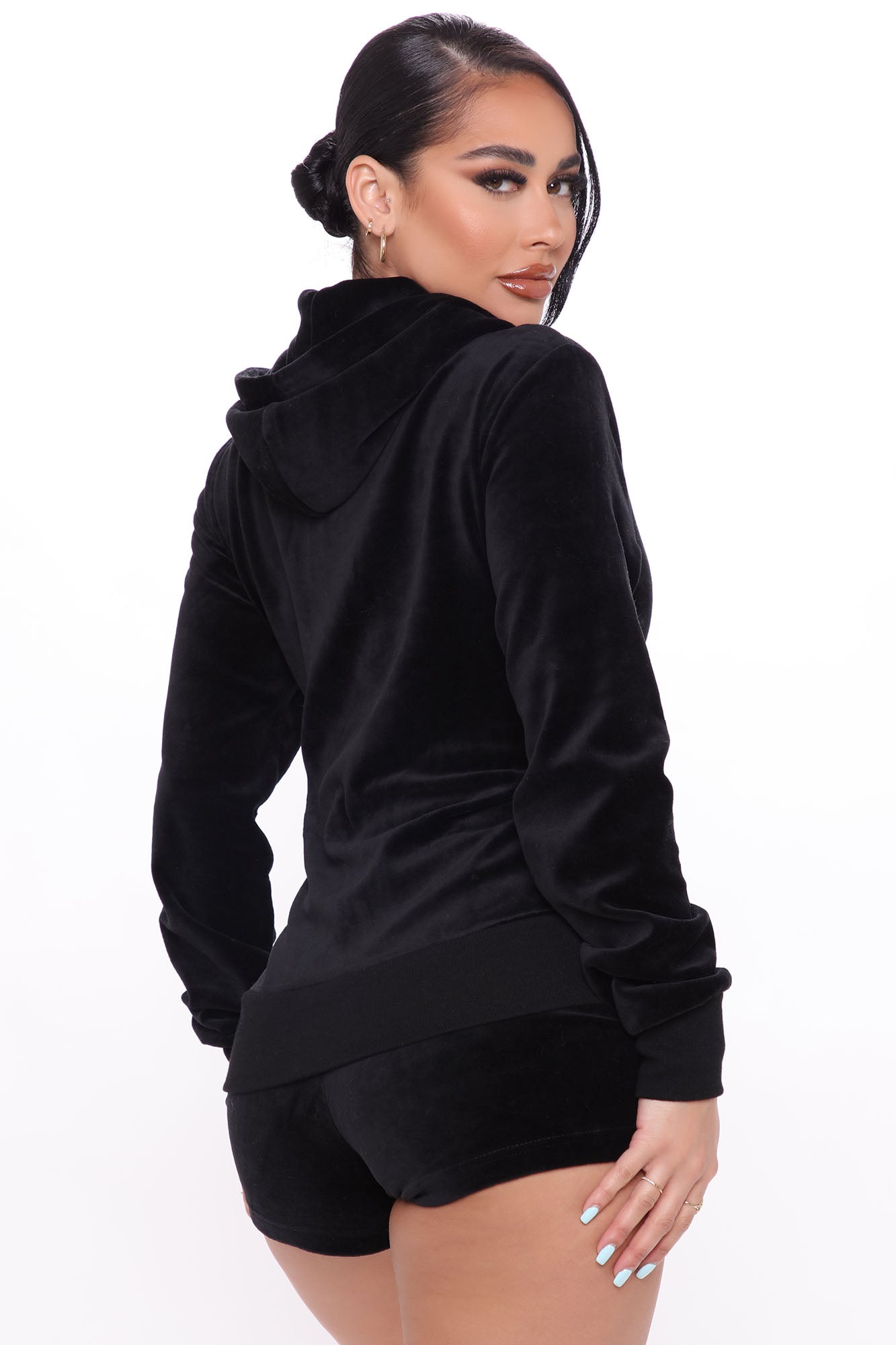The OG Trendsetter Velour Short Set - Black - Image 3