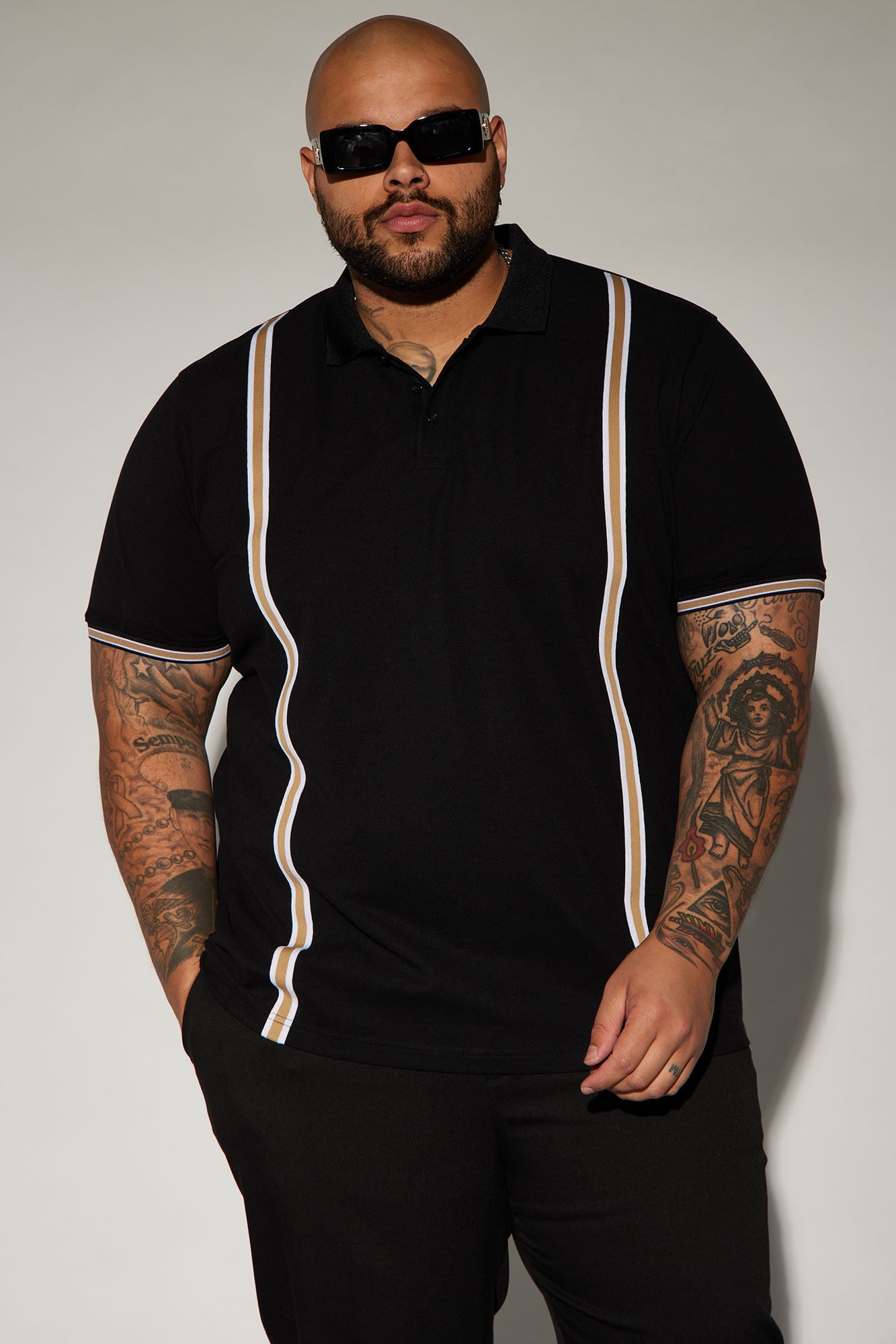 Sensational Short Sleeve Polo - Black/combo - Image 4