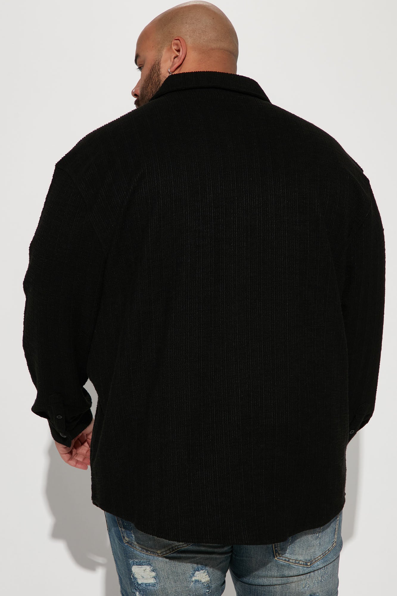 Dean Textured Long Sleeve Button Up Shirt - Black - Image 13