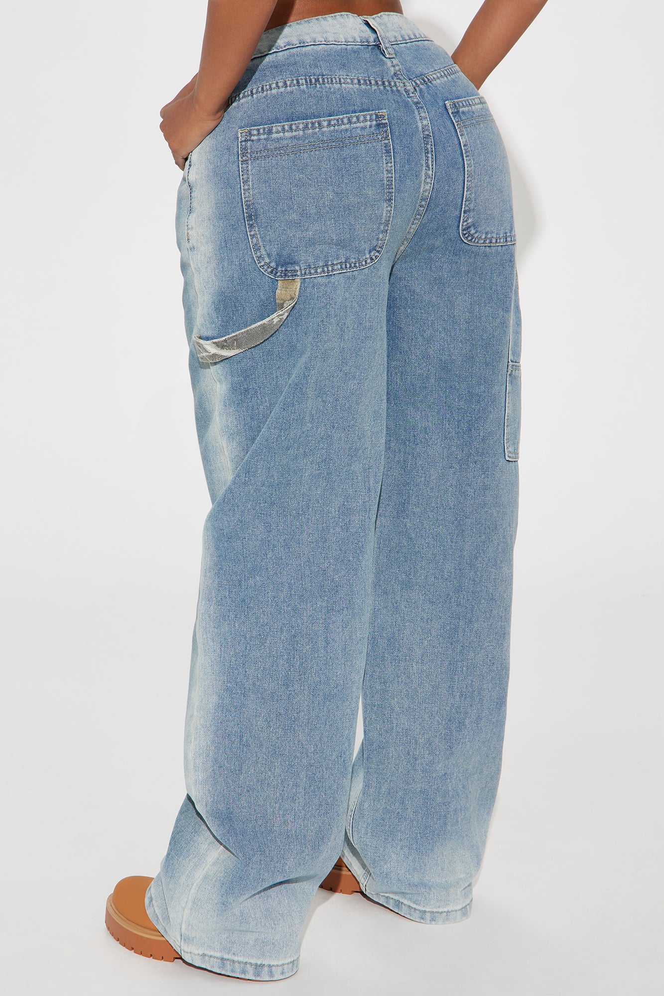 Leave You Alone Utility Straight Leg Jeans - Medium Wash - Image 4