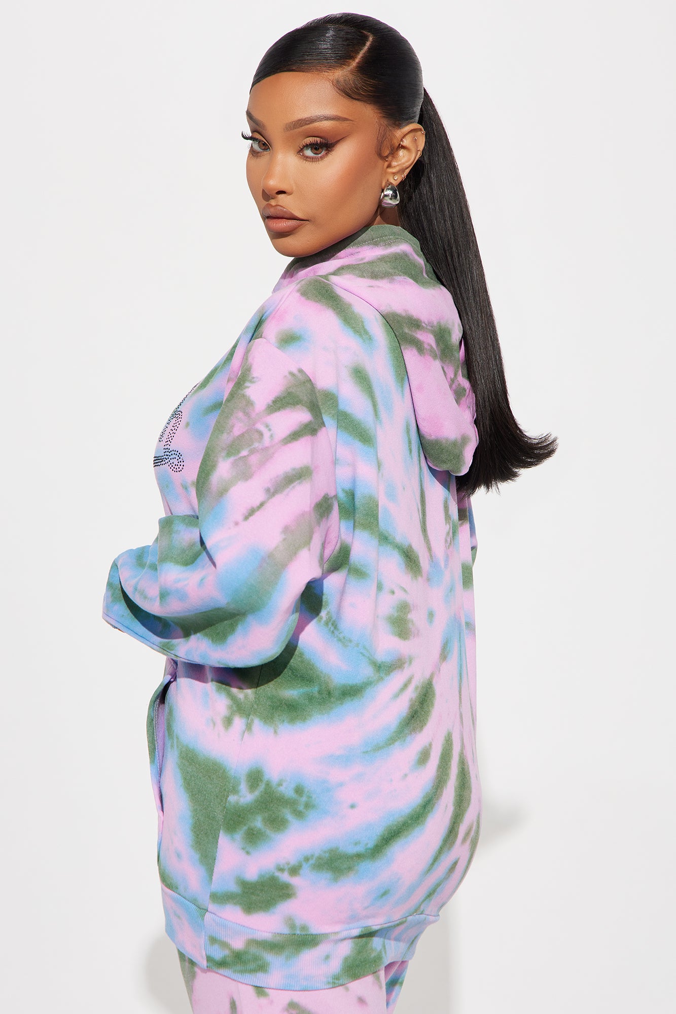 Von Dutch Rhinestone Tie Dye Hoodie - Olive/combo - Image 3
