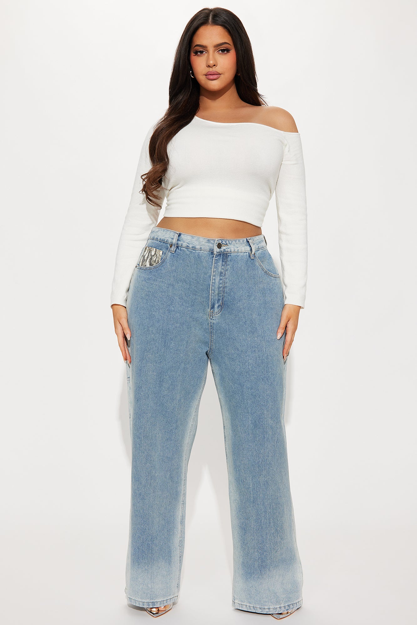 Leave You Alone Utility Straight Leg Jeans - Medium Wash - Image 5