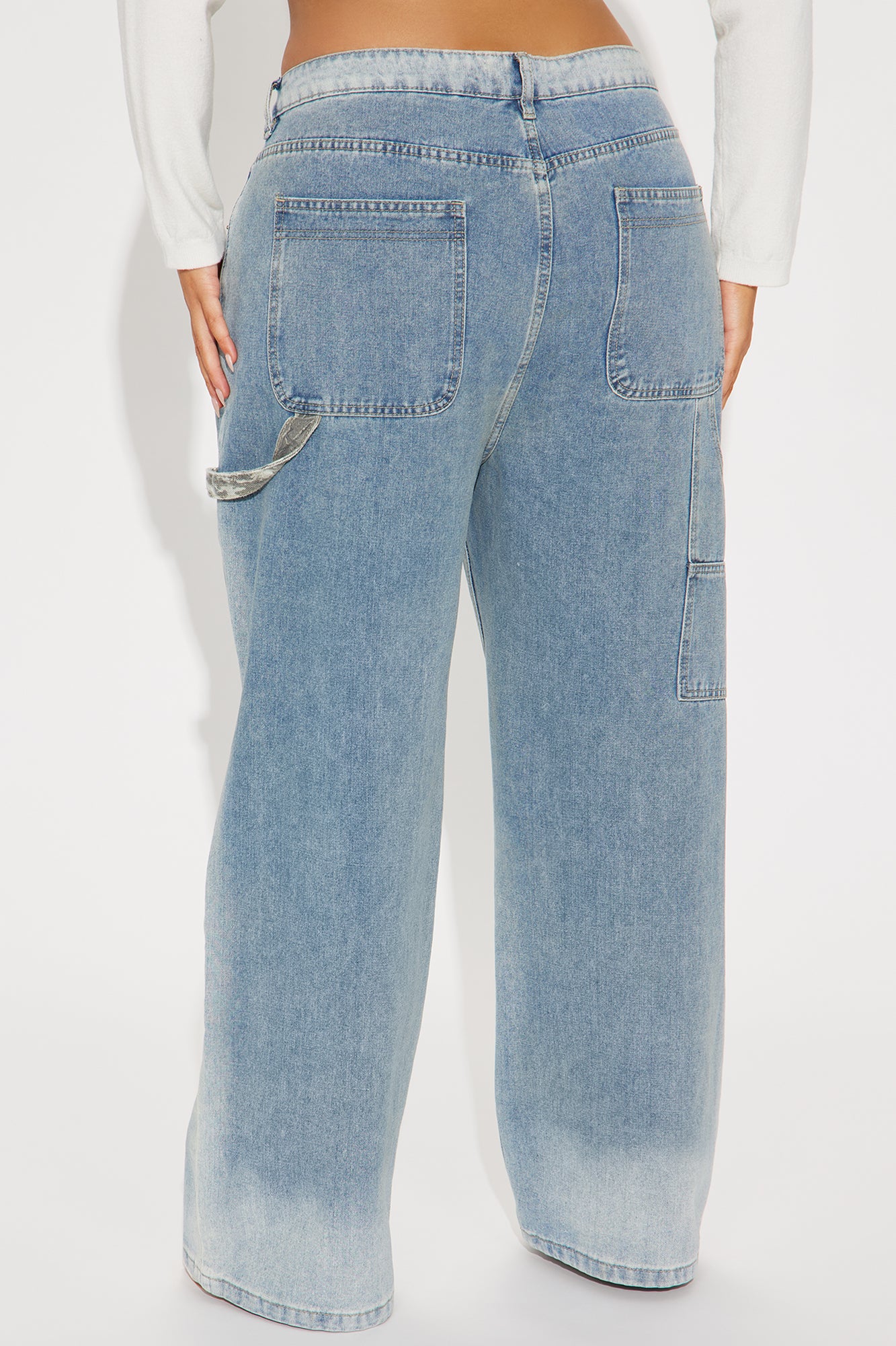 Leave You Alone Utility Straight Leg Jeans - Medium Wash - Image 8