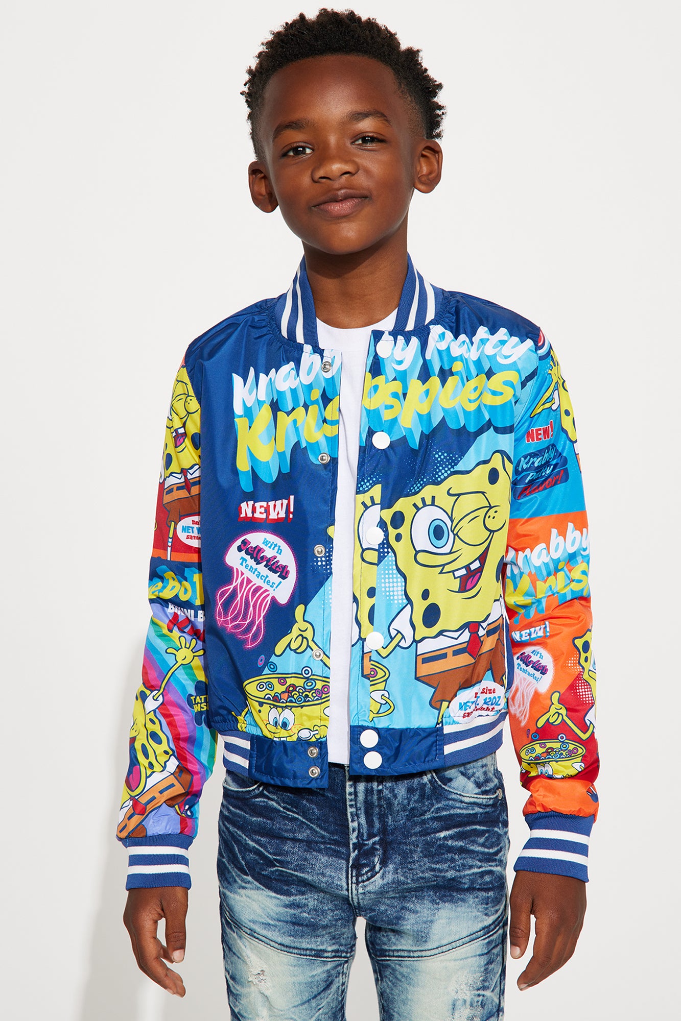 Mini SpongeBob Krabby Patty Krispies Varsity Bomber Jacket - Blue - Image 3