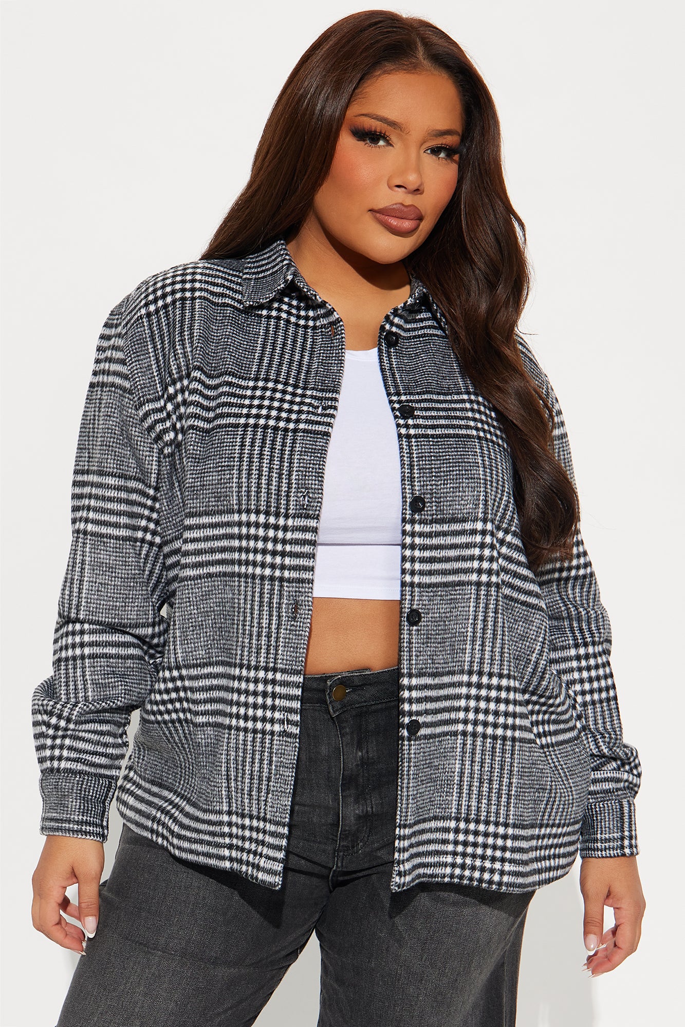 Forever Mine Plaid Shirt Jacket - Black/combo - Image 5